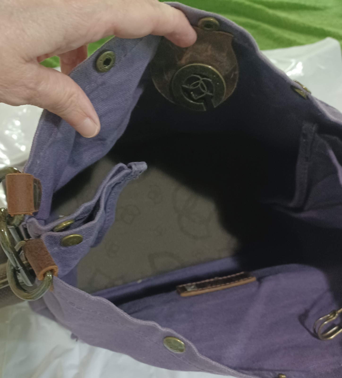 💜 Della Q Maker’s Canvas Rucksack – Waxed Canvas Knitting Craft Bag