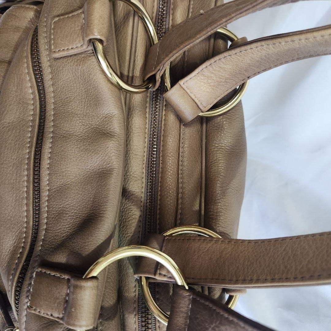 BULGA Handbag Tote Boston Bag Purse Leather in Brown Y2K USED Good Condition