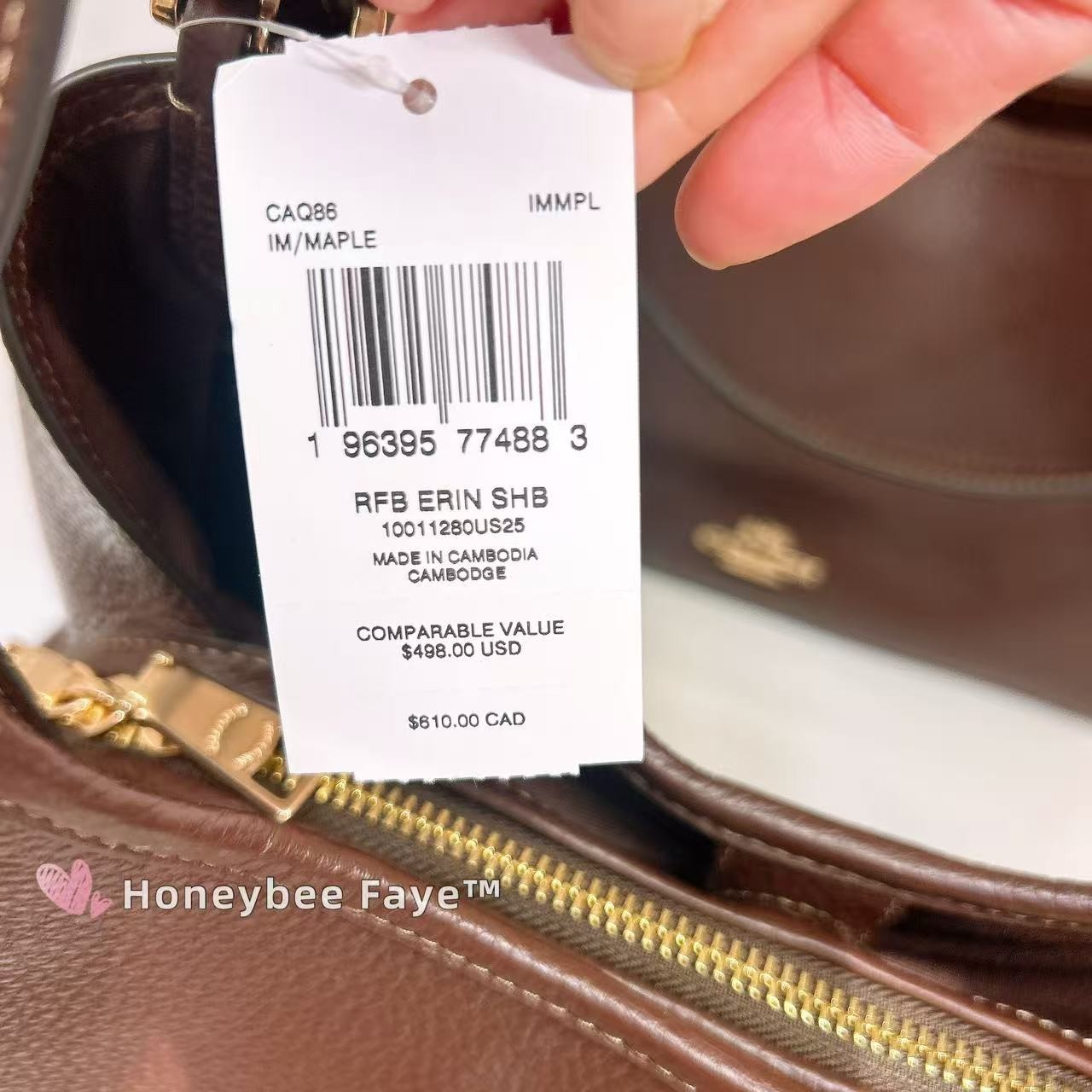 NWT Coach Erin Shoulder Bag CAQ86 Gold/Maple 🔥🔥🔥🔥
