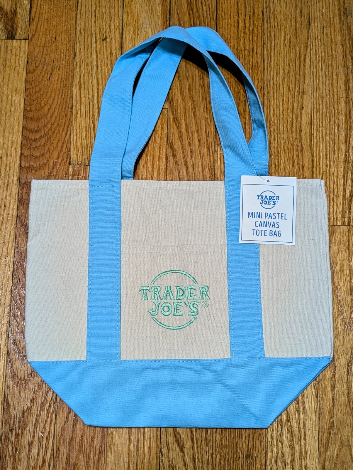 Trader Joe’s Mini Pastel Tote Bag NWT Light Blue
