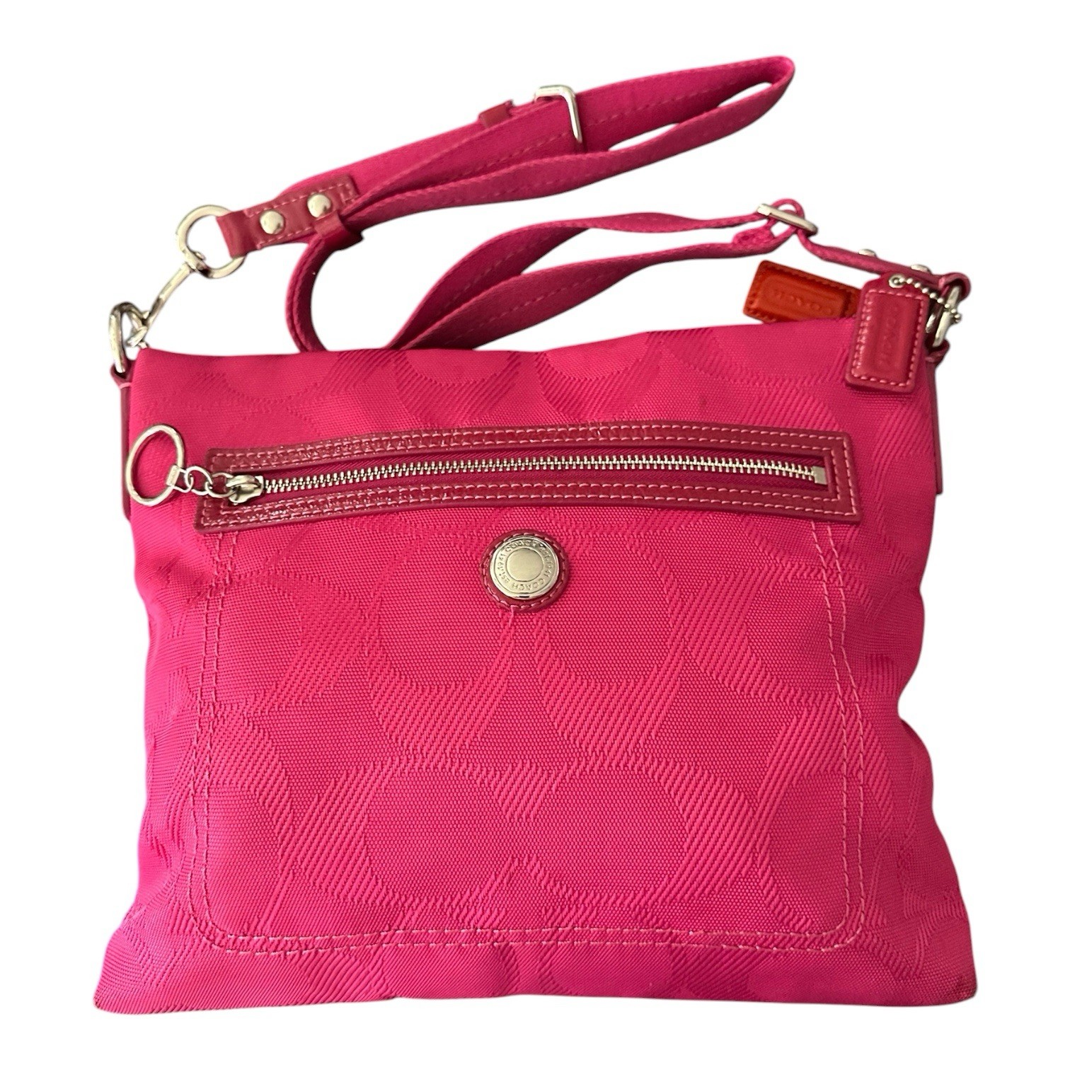 Coach Daisy Hot Pink Signature Crossbody Bag (Style Number F14872)