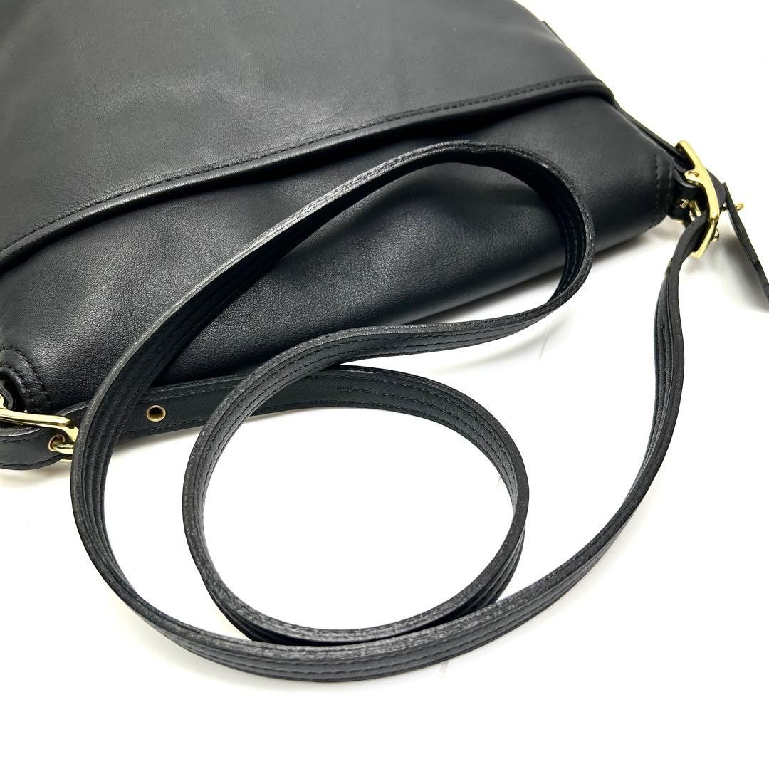 Level COACH Old Coach Shoulder Bag Messenger Leather Black