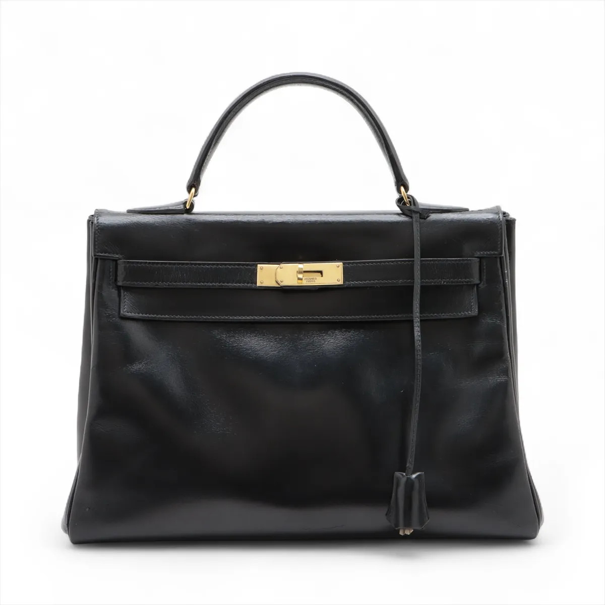 Hermès Kelly 32 Le Tournay Box calf Black Gold Metal Fittings Engraving unknown
