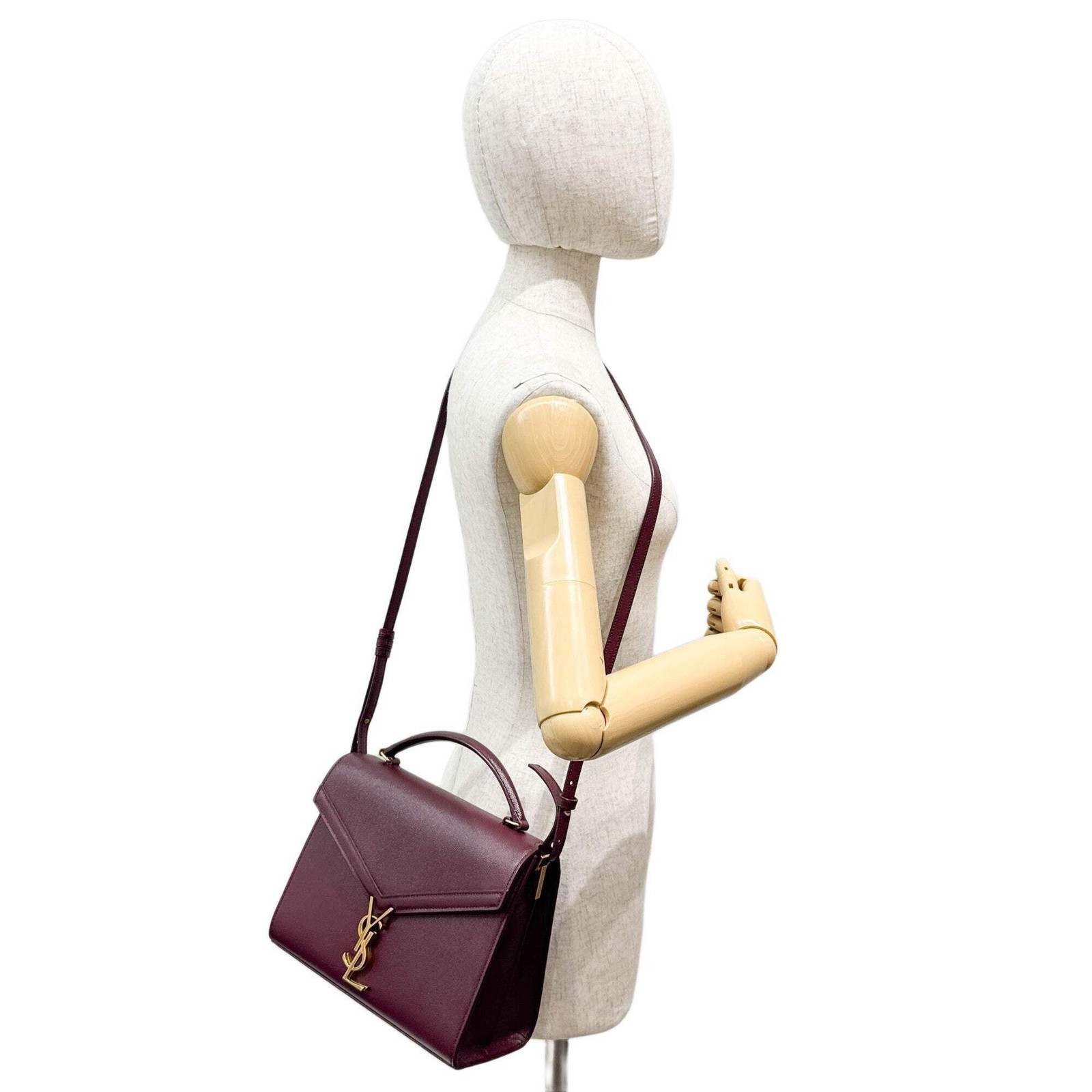 SAINT LAURENT Cassandra Top Handle Red Leather Two Way Bag