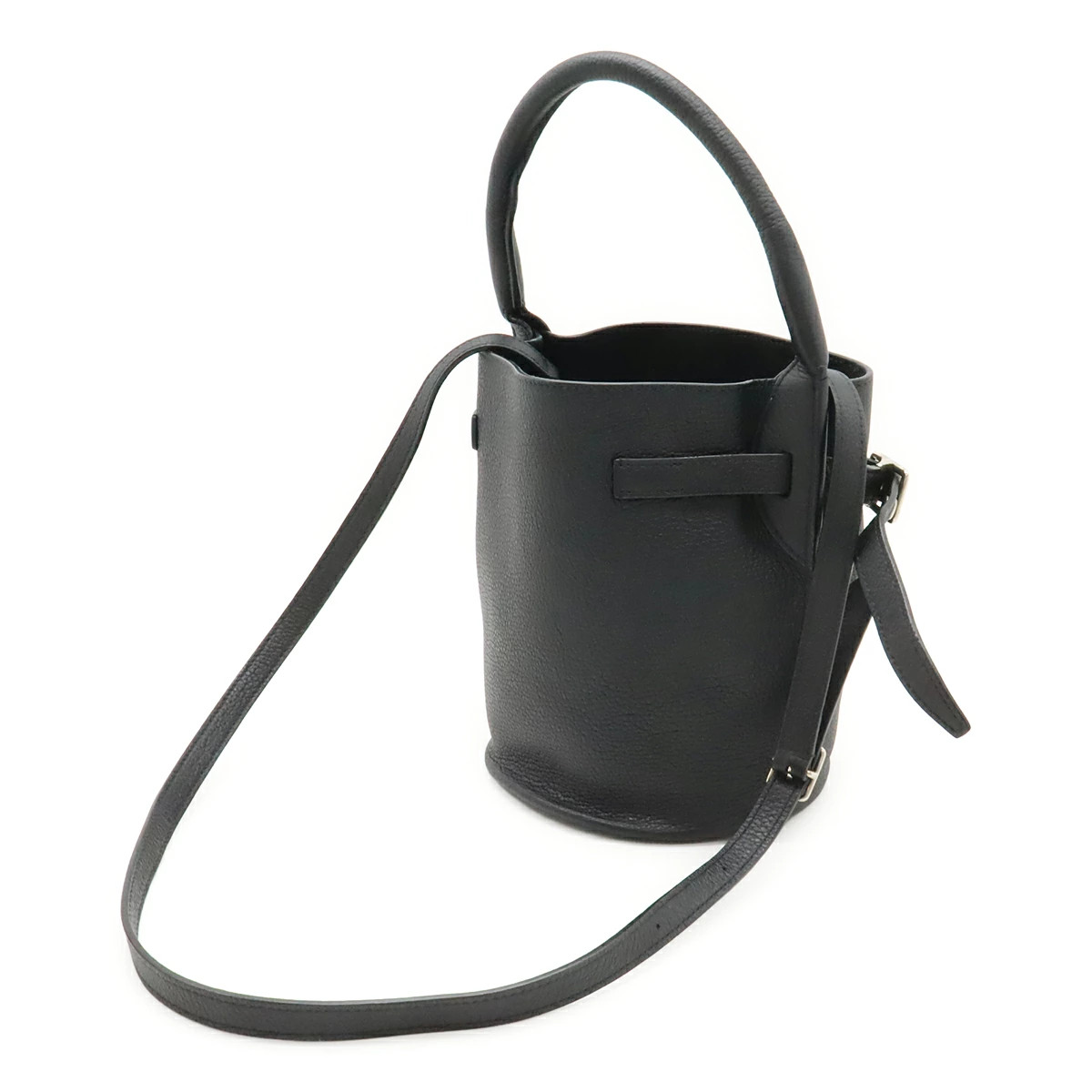 Celine Big Bag Nano Bucket 187243 Shoulder Bag Solid Leather Black #BLB1050
