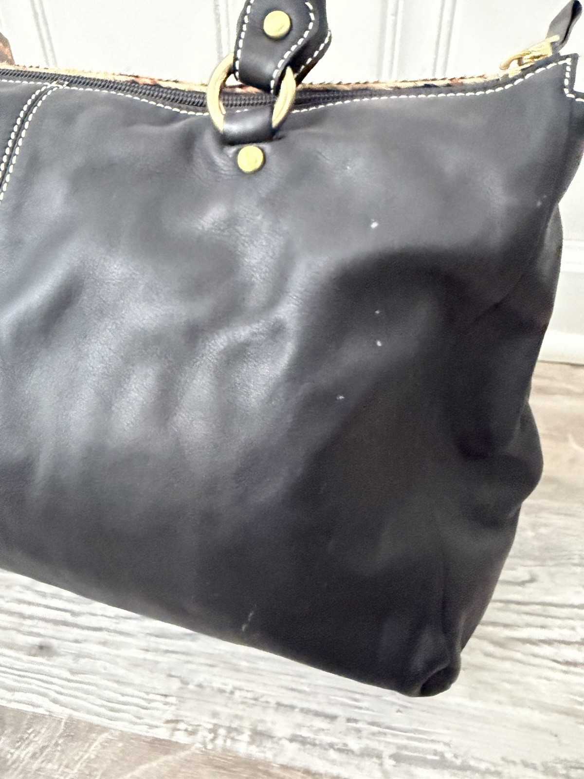 Puntotres Barcelona Genuine Leather Leopard Print Handbag Made in Spain
