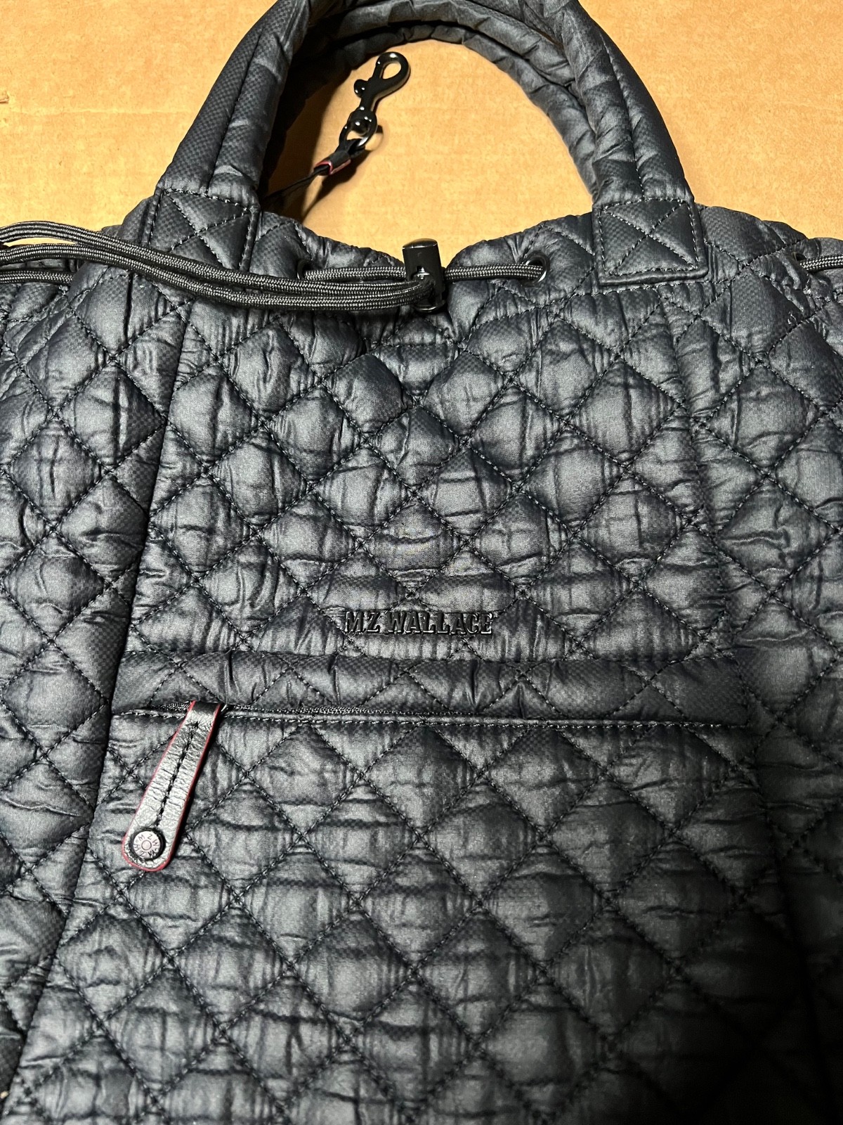 MZ Wallace Metro Convertible Backpack Tote Black Quilted Nylon Shoulder Bag