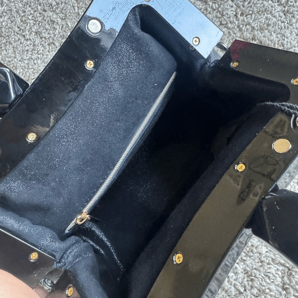Iridescent Embossed Leather Handmade Candy” Kisslock Acrylic Frame Clutch Bag