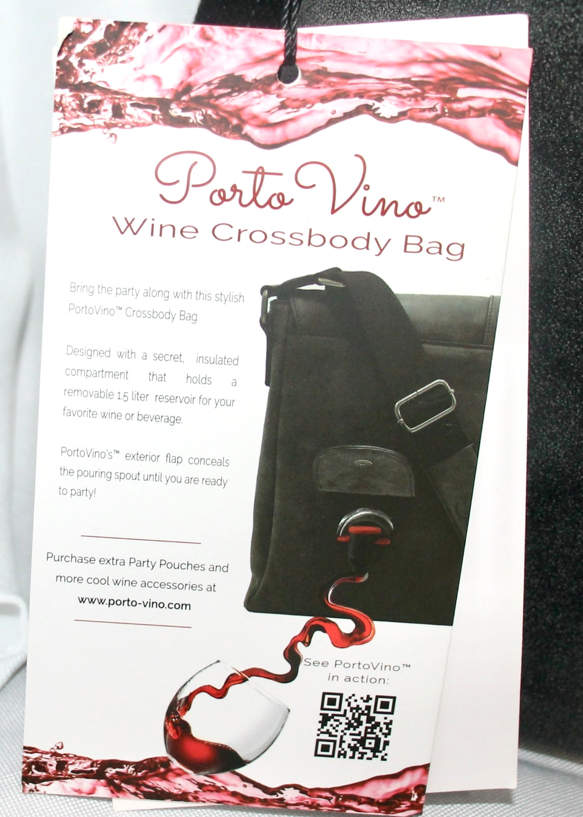 PORTO VINO Wine Crossbody & Laptop Bag Holds 2 bottles Wine Slate Dark Gray