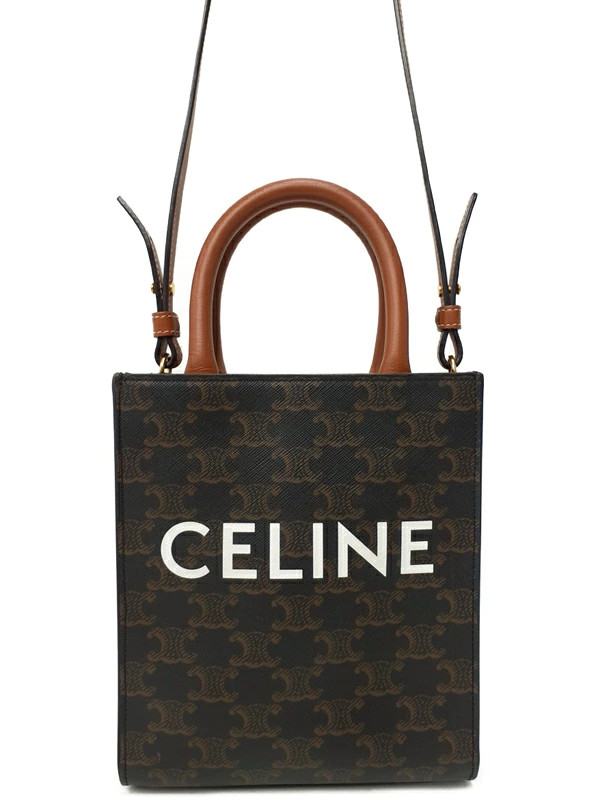 Celine Cabas Mini 194372BZK.04LU Coated Canvas Brown Shoulder Bag #TB4036