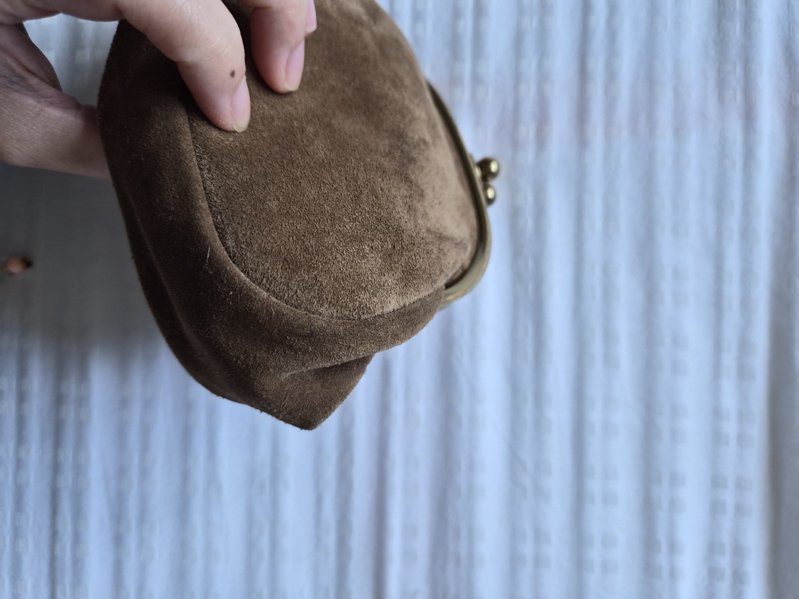Miu Miu Mini Pouch Clutch Seu Leather Brown Color