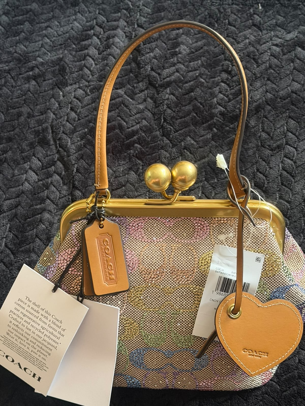 Coach Small Crystal Signature Rainbow Candy Kisslock 16 Bag -nwt