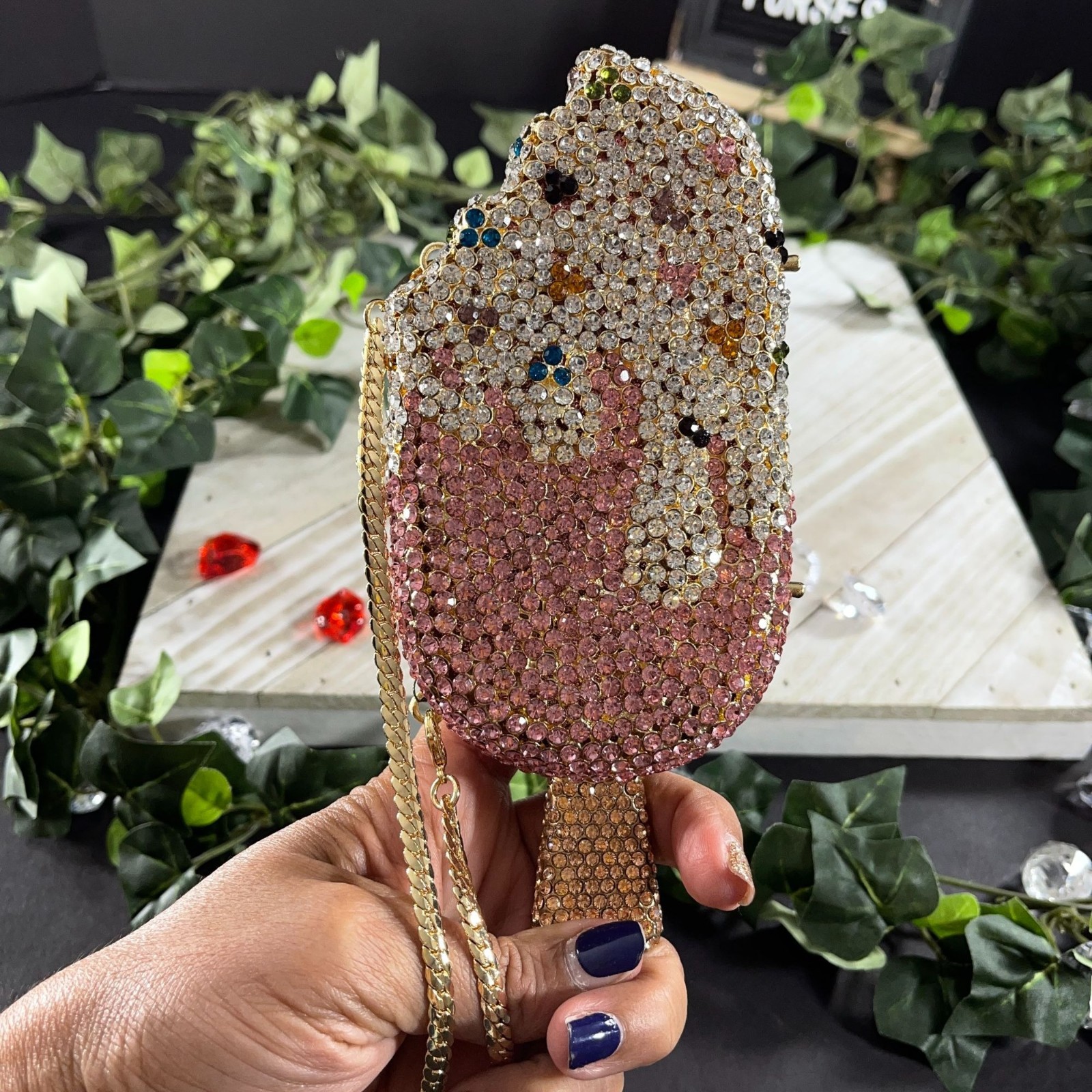 Popsicle Ice Cream Crossbody Evening Purse Bling Bag Clutch Sparkle Handbag