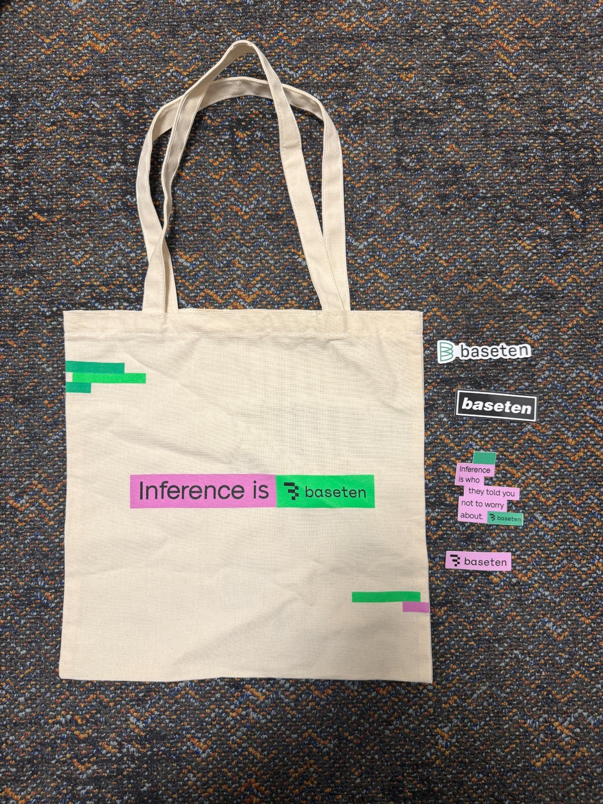 Baseten AI Rare Startup Swag Pack – Canvas Ivory Tote, Stickers, New