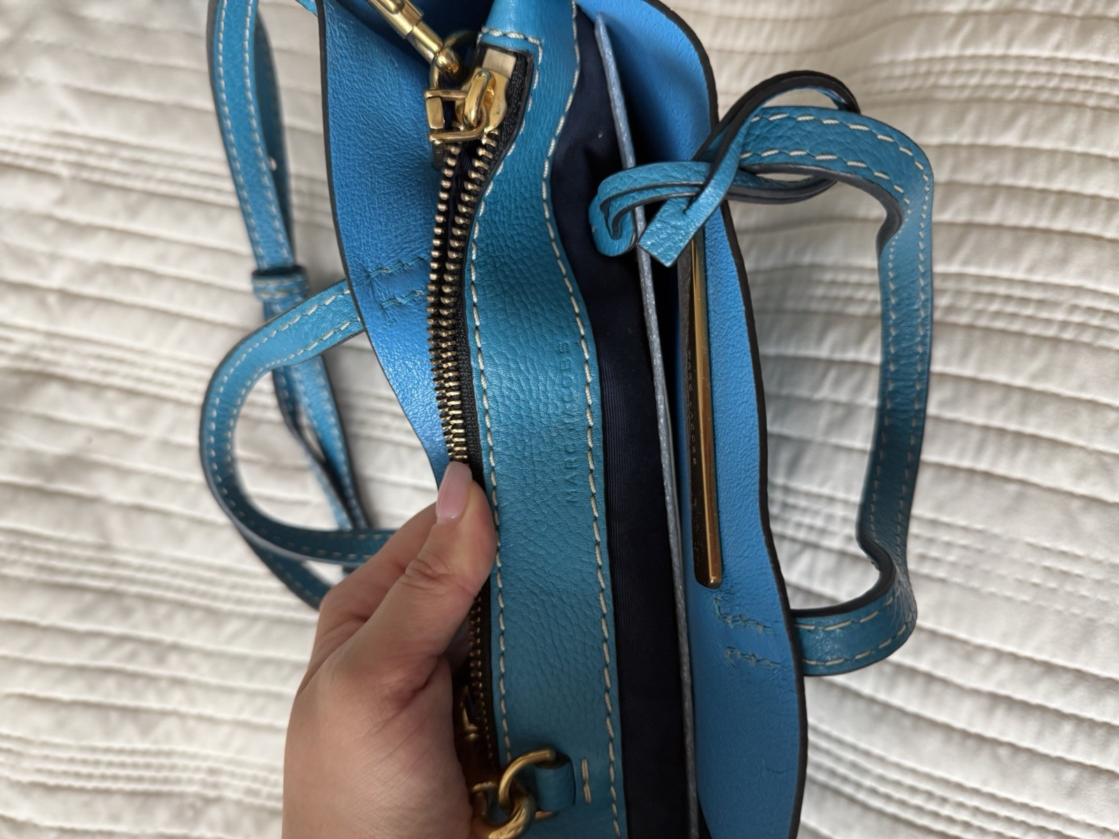 MARC JACOBS Limited edition Blue Small Tote Top Handle Detachable Strap Zip