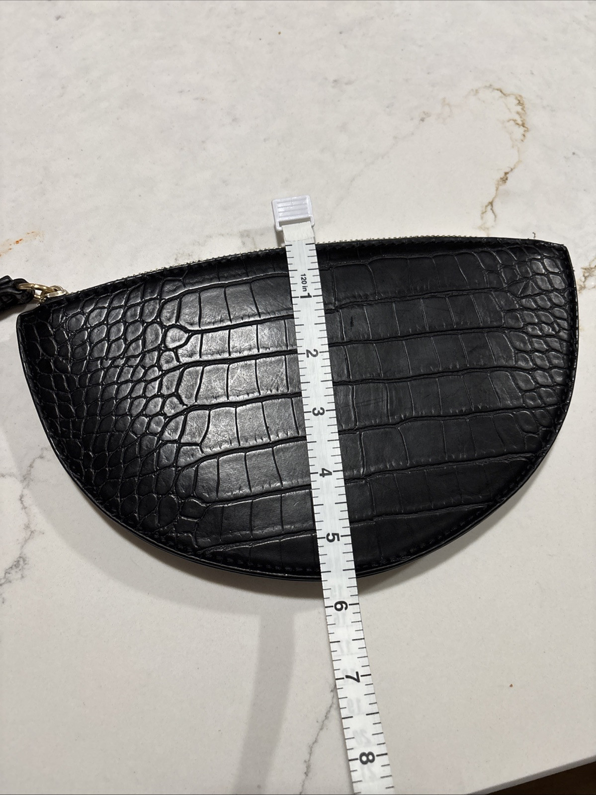 A New Day Zip Closure Half Circle Faux Leather Clutch Handbag Purse Black