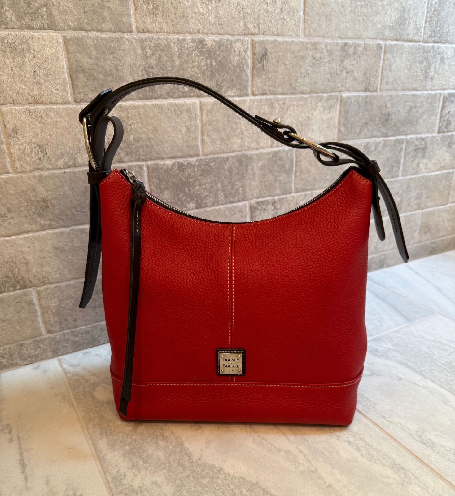 Dooney & Bourke Red Pebbled Leather Gracie Shoulder Bag