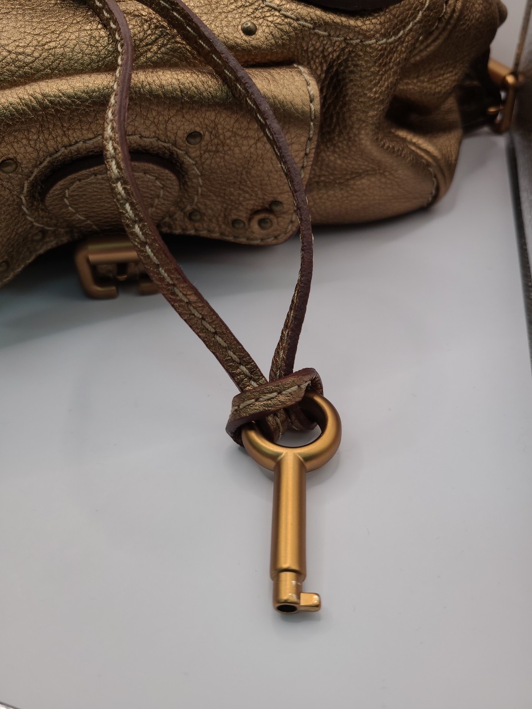 Chloé Paddington Shoulder Bag Metallic Gold Leather Padlock Bag