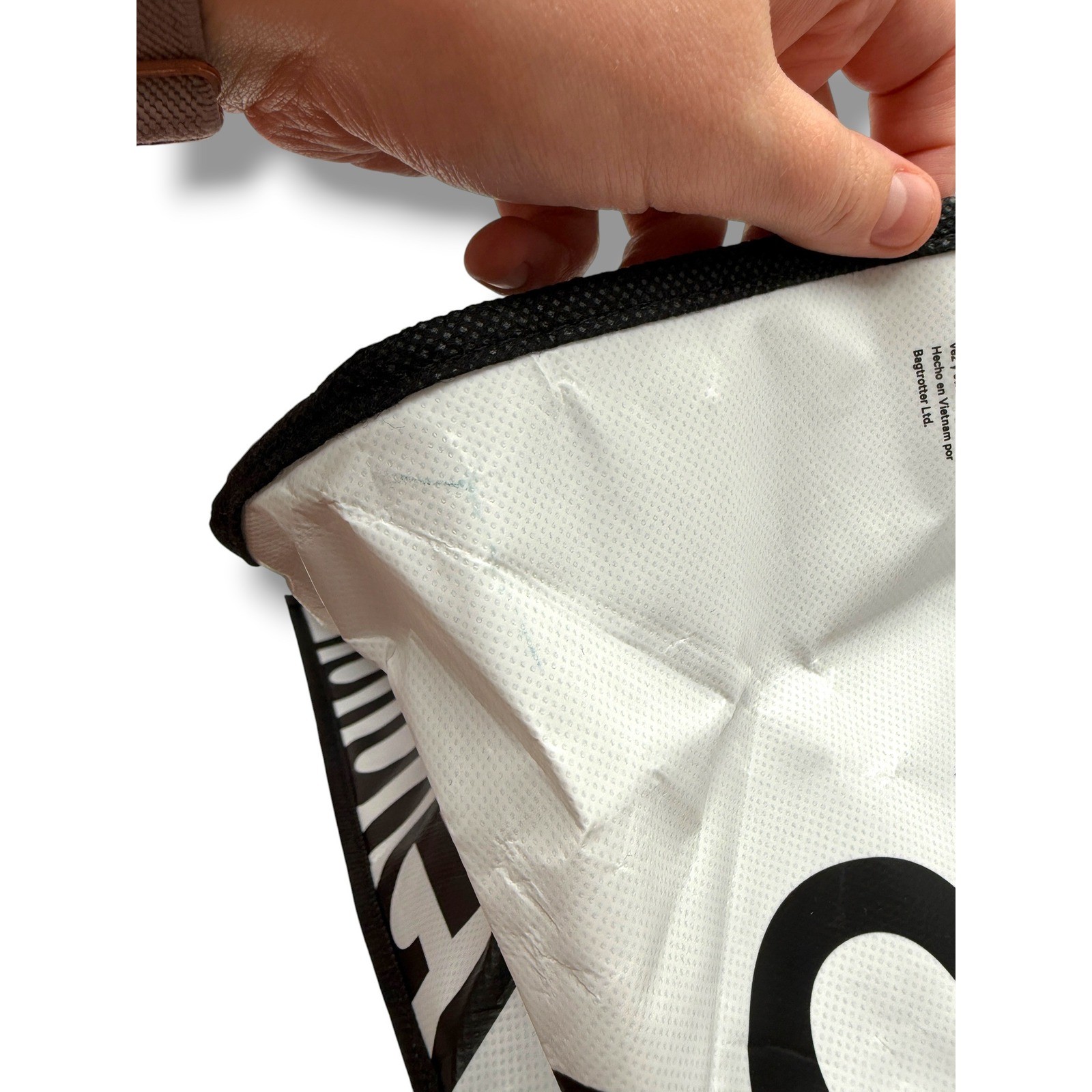 Lululemon Reusable Shopper Tote Bag Unisex Large Black White Logo Snap Button