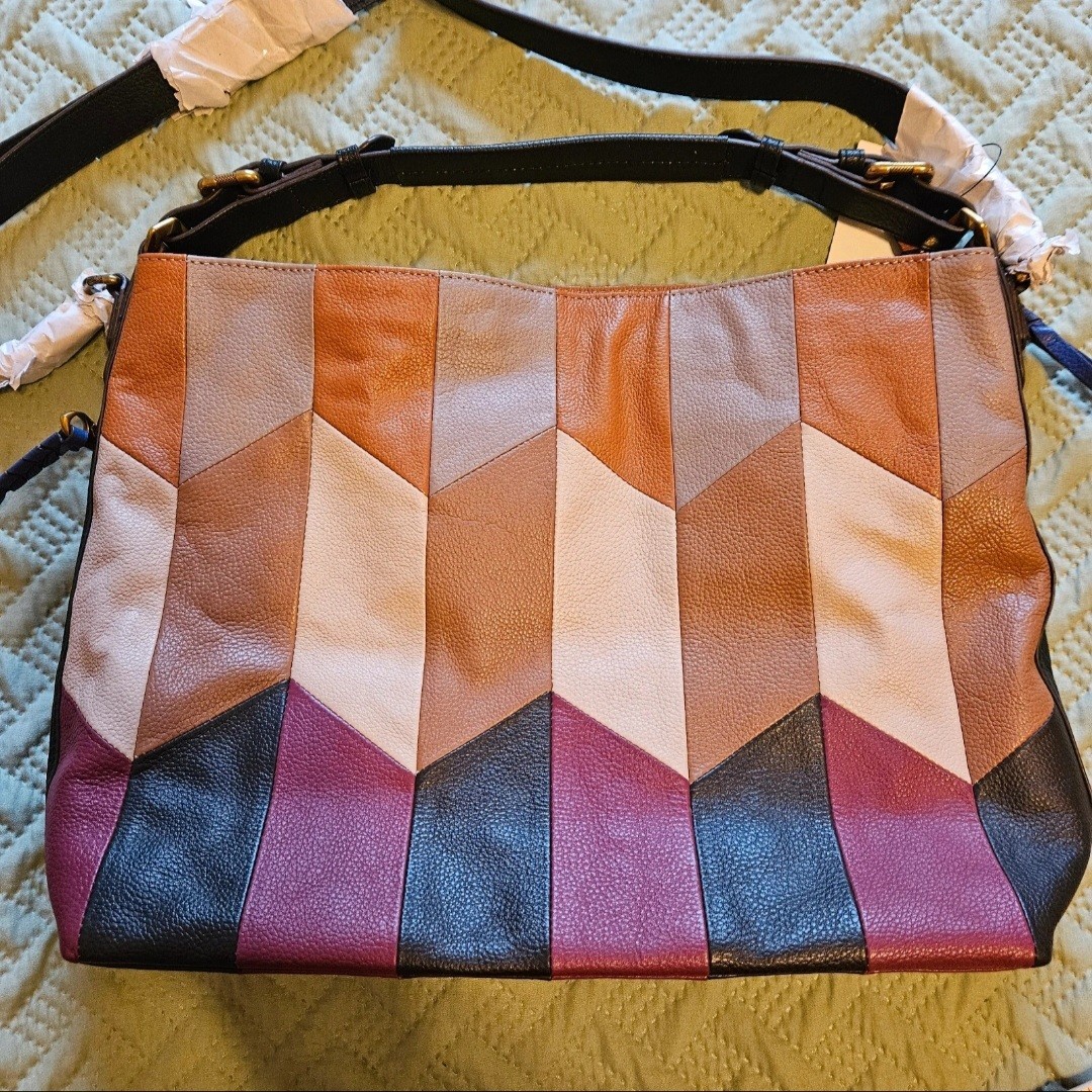 NEW orYANY Patchwork leather handbag with side zipper