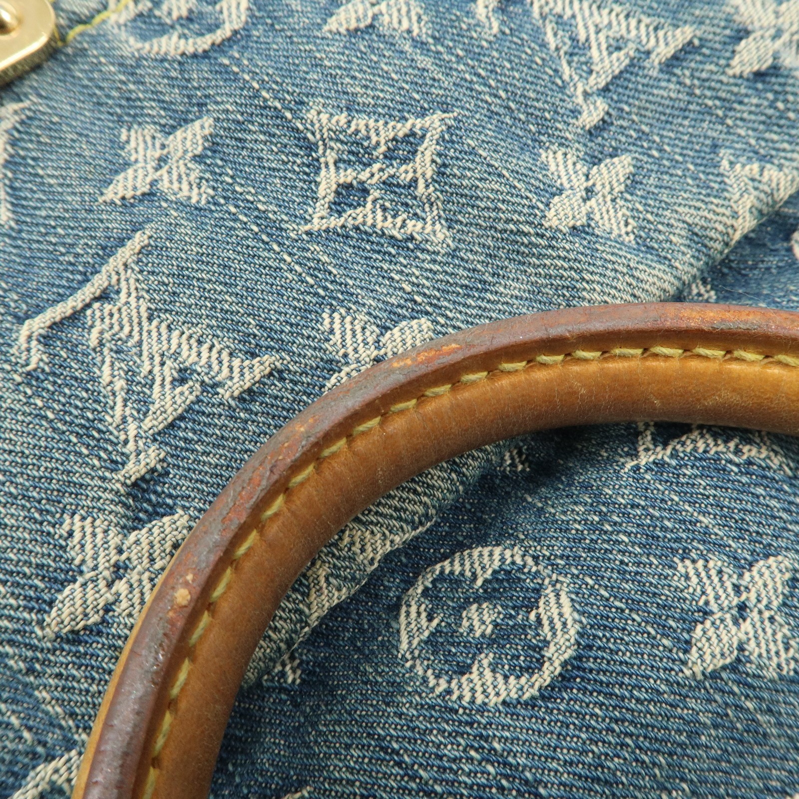 Louis Vuitton Monogram Denim Flat Shopper Tote Bag Blue M95018 Auth Used F/S