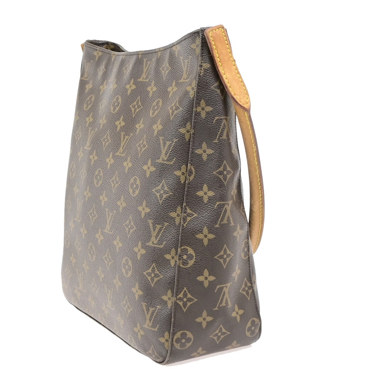 LOUIS VUITTON Logo Looping GM Shoulder Bag Monogram Leather Brown M51145 71PA150