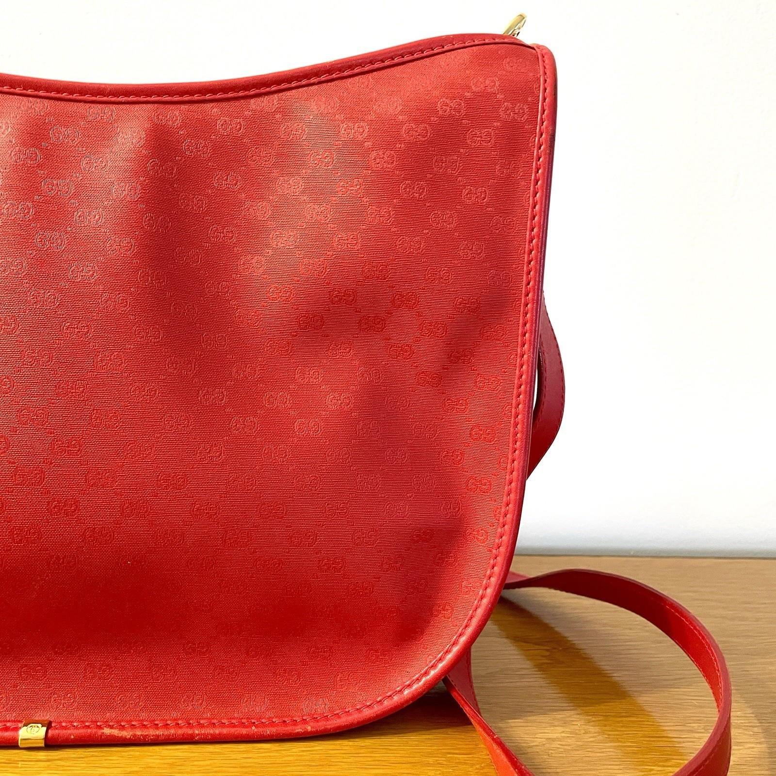 GUCCI Collector Accessory Collection Bag, Red Microguccissima GG, 1970s-80s