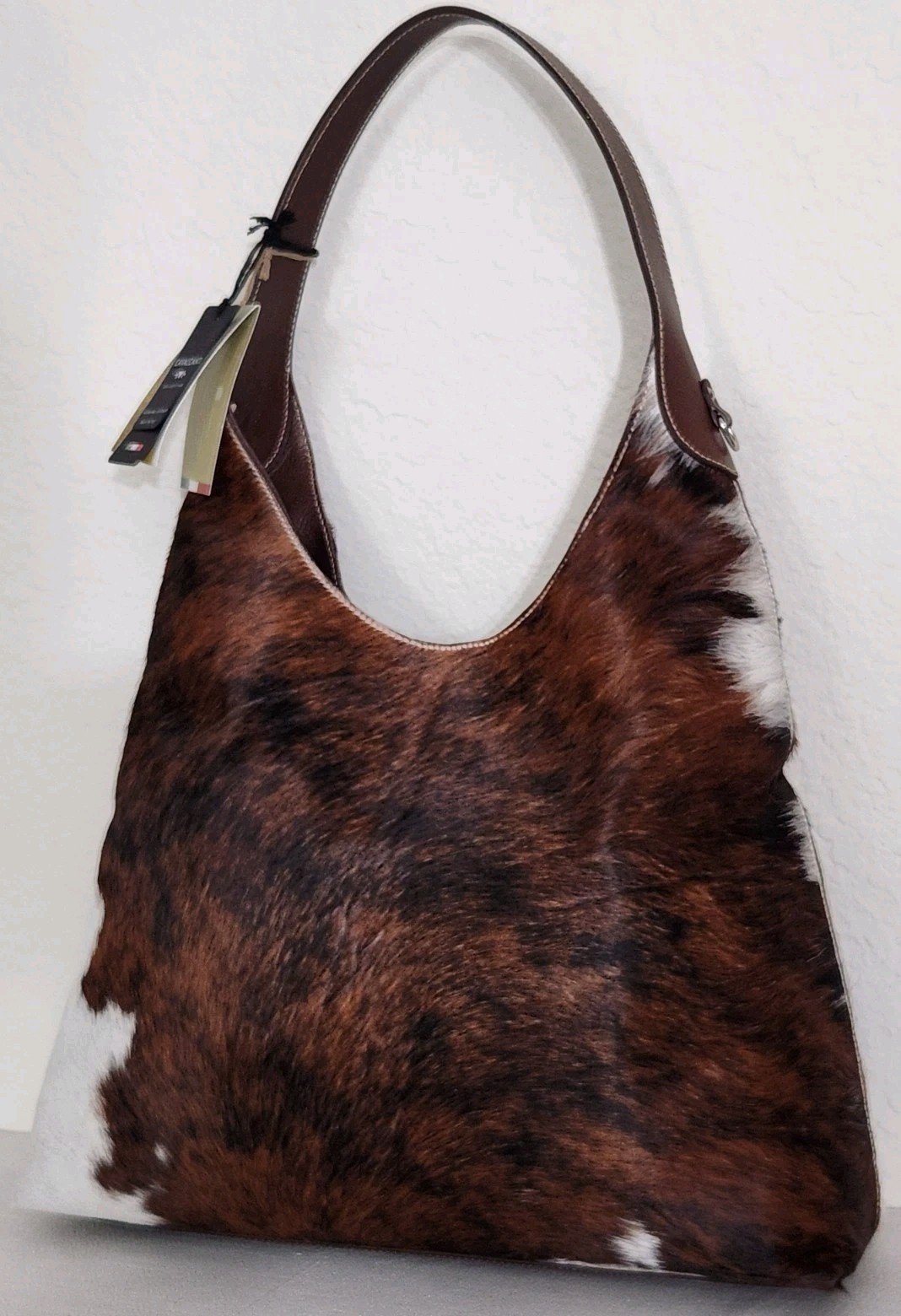 🌞CAVALCANTI ITALIAN DESIGNER HAIR CALF BROWN COWHIDE LEATHER LG HOBO BAG🌺NWT!