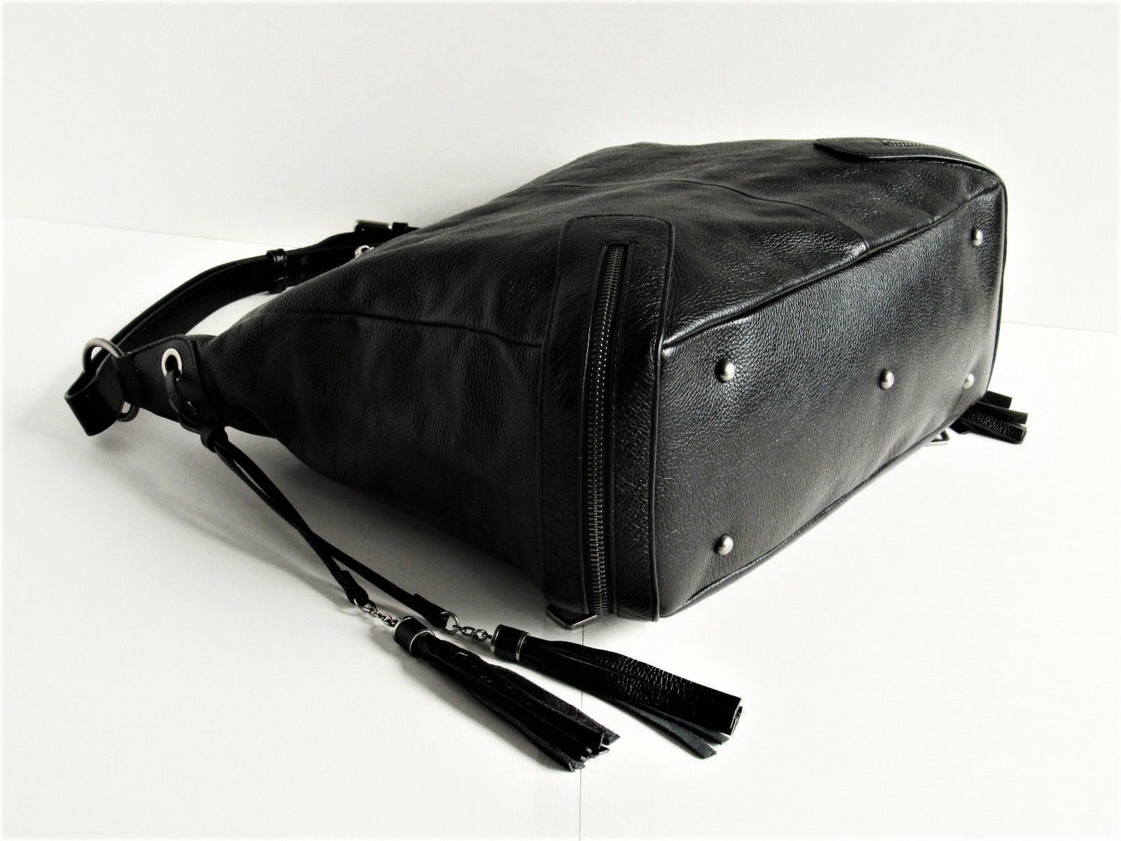 CHARLES JOURDAN Paris New “Malika” Black Leather Large Shoulder Bag MSRP $405