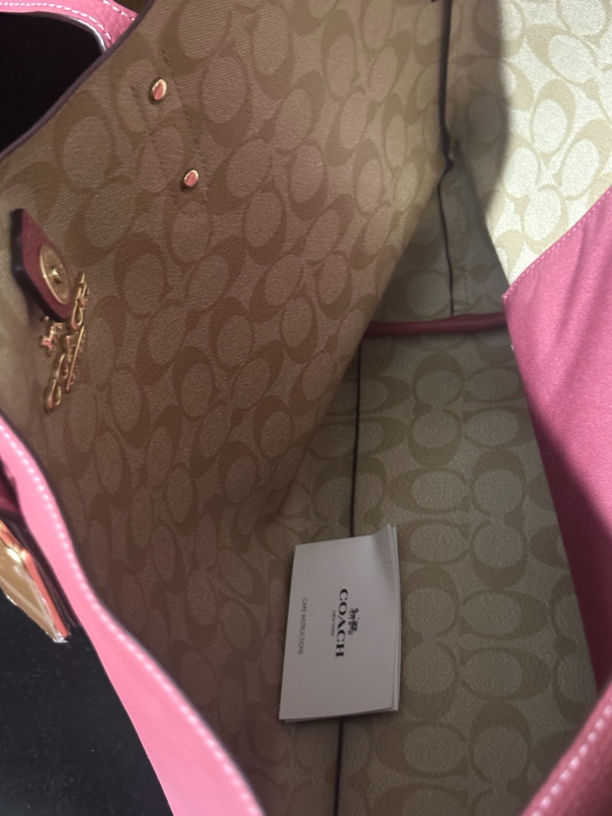 Coach Signature Interior Town Tote F76637 Rouge mauve light khaki NWT LQQK $393