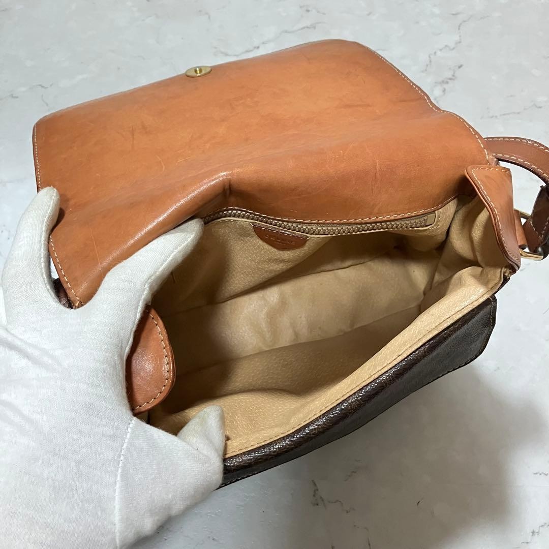 CELINE Shoulder bag Macadam Triomphe Leather Brown Vintage Authentic From Japan
