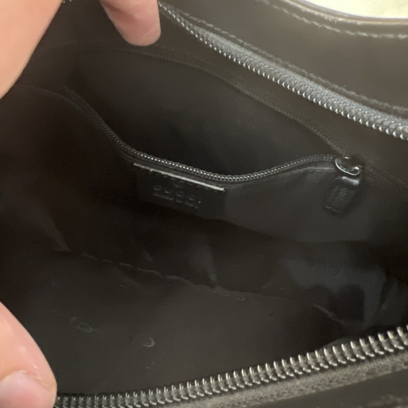 Gucci Handbag Shoulder Bag Leather Black Simple Design Italy See Photo