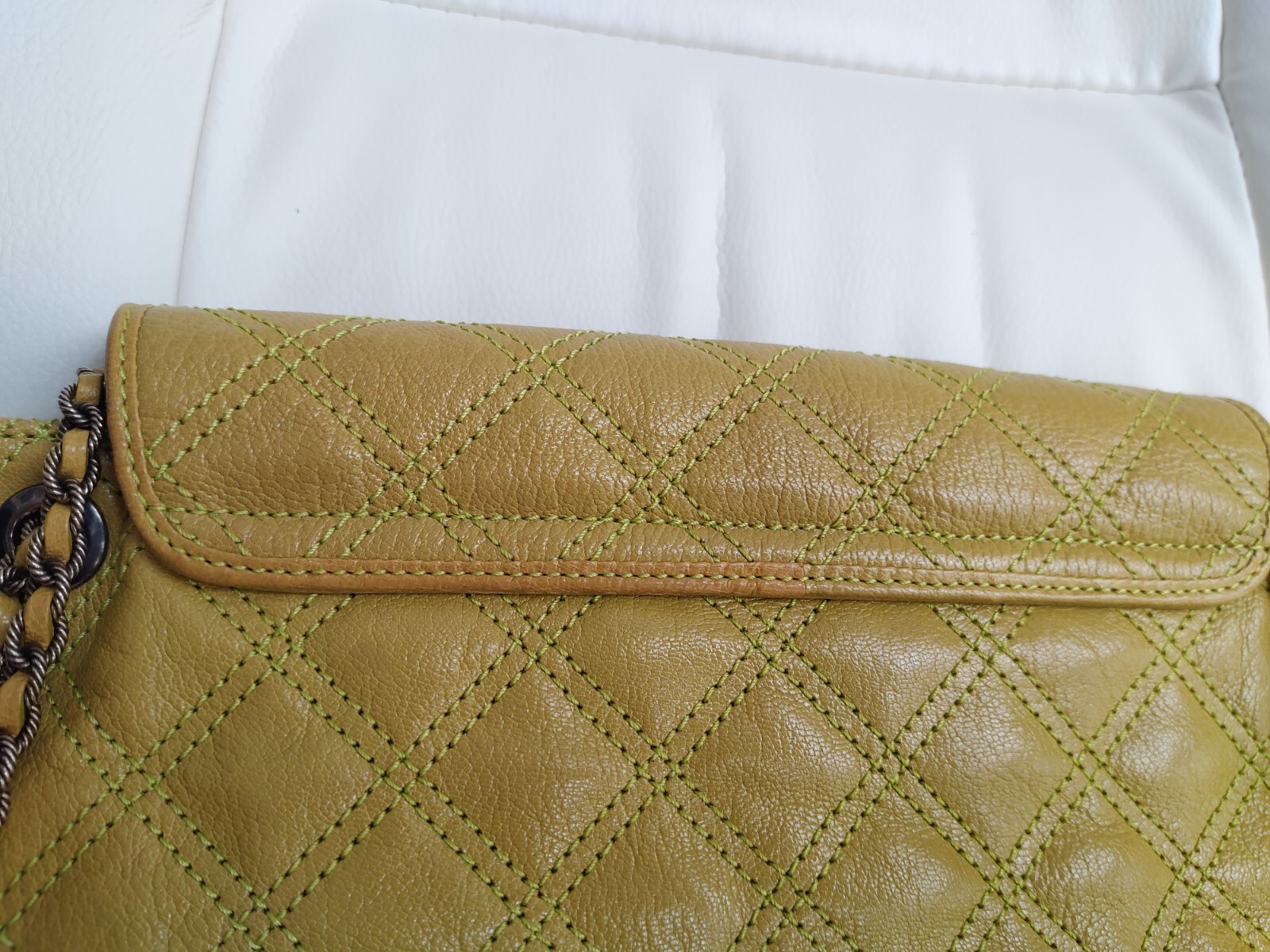 Marc Jacobs Baroque Acid Green Patent Leather Chain Crossbody Bag Shoulder Purse