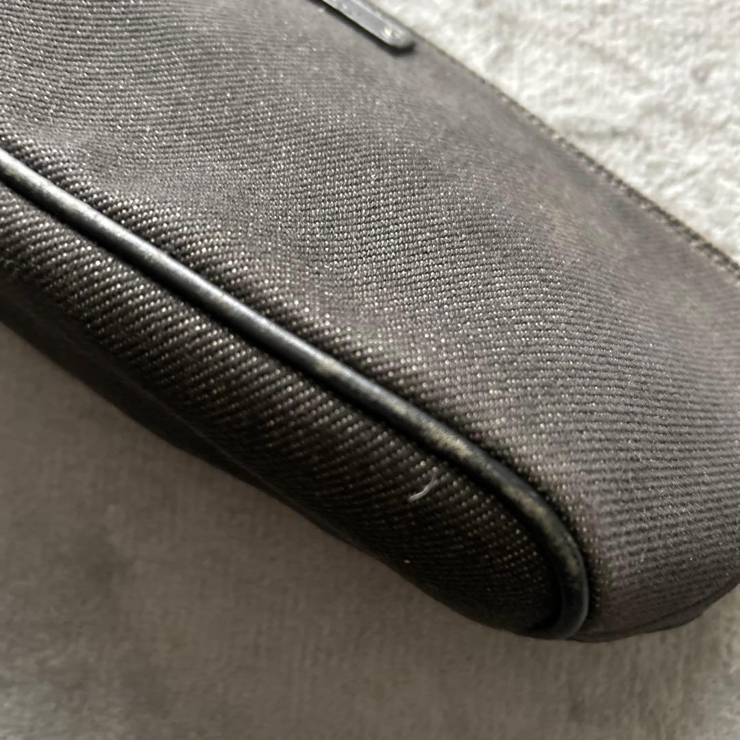 GUCCI Black Denim Canvas Handbag Pouch 28×11.5cm Silver Hardware Authentic
