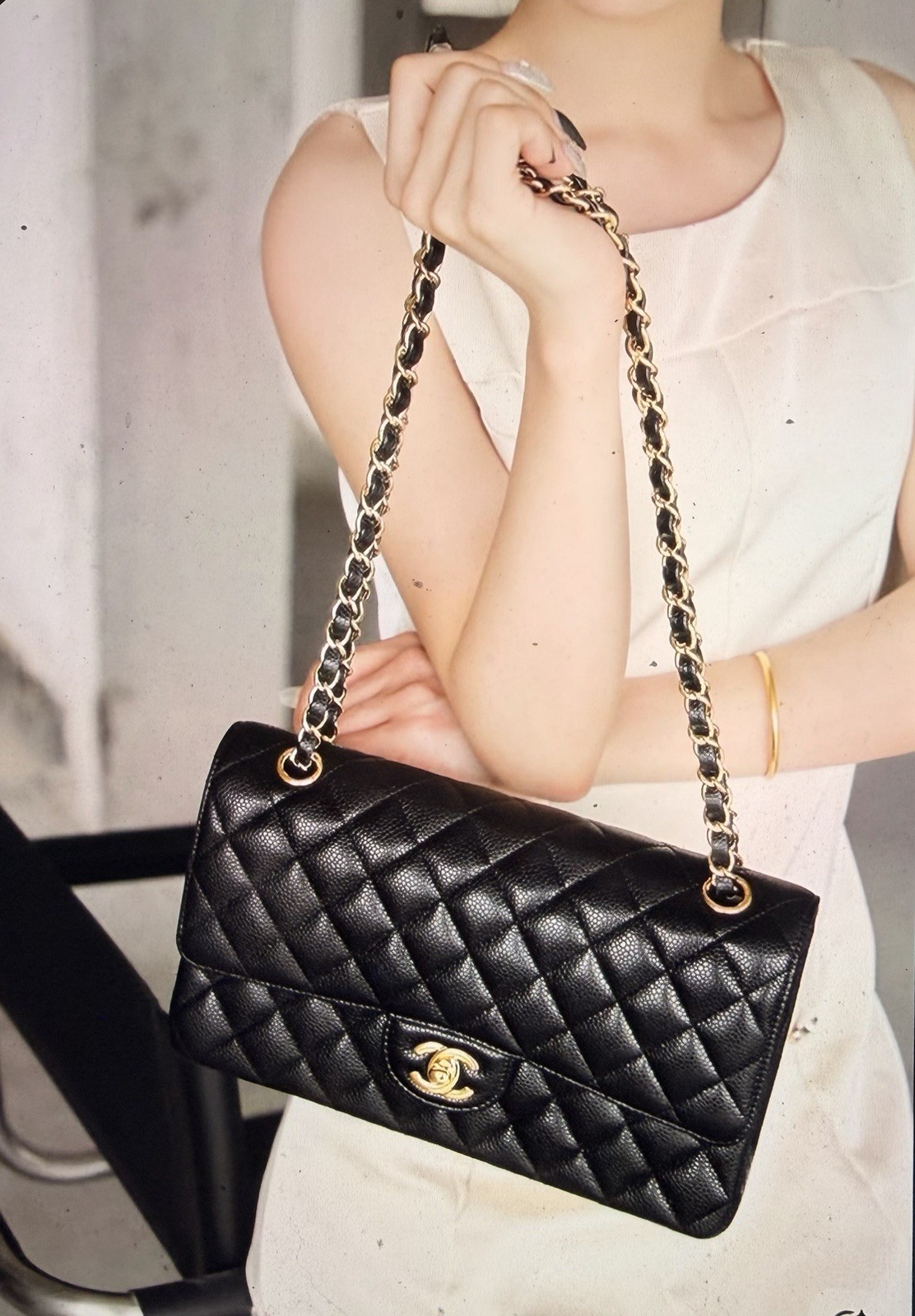 Chanel Medium Double Flap Bag Classic 2.55 Caviar Leather/Excellent Condition!