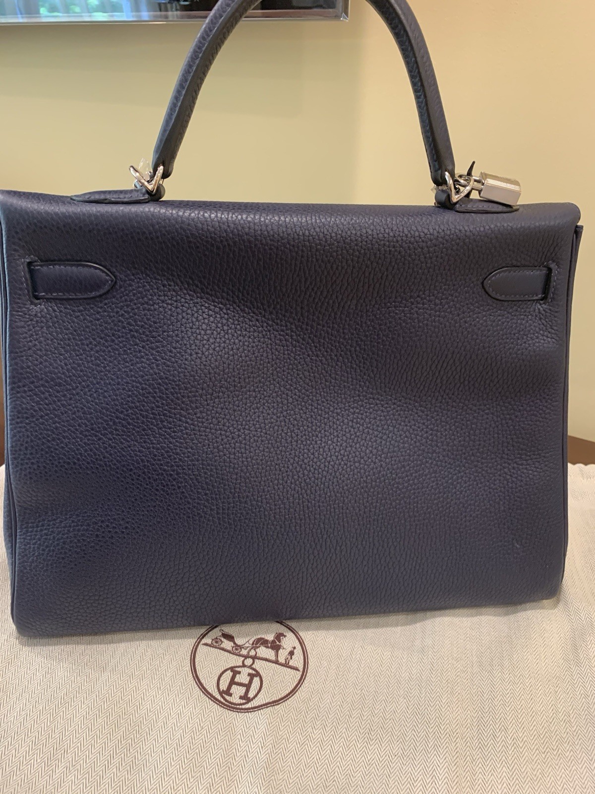 Hermes Blue Nuit Kelly 35 Retourne Taurillon Clemence