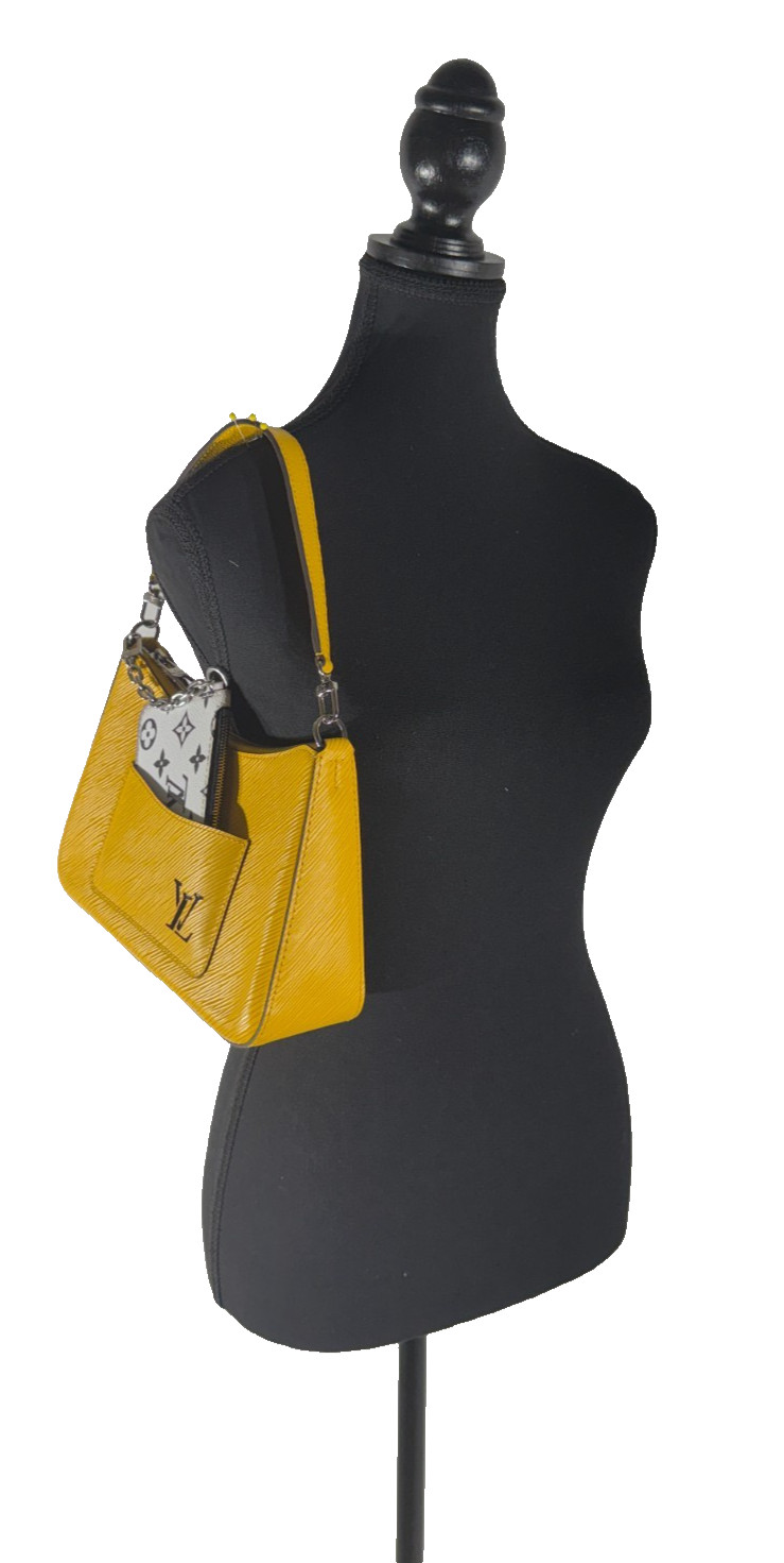 Louis Vuitton Marelle Handbag Epi Leather Sunshine Yellow with Front Pouch