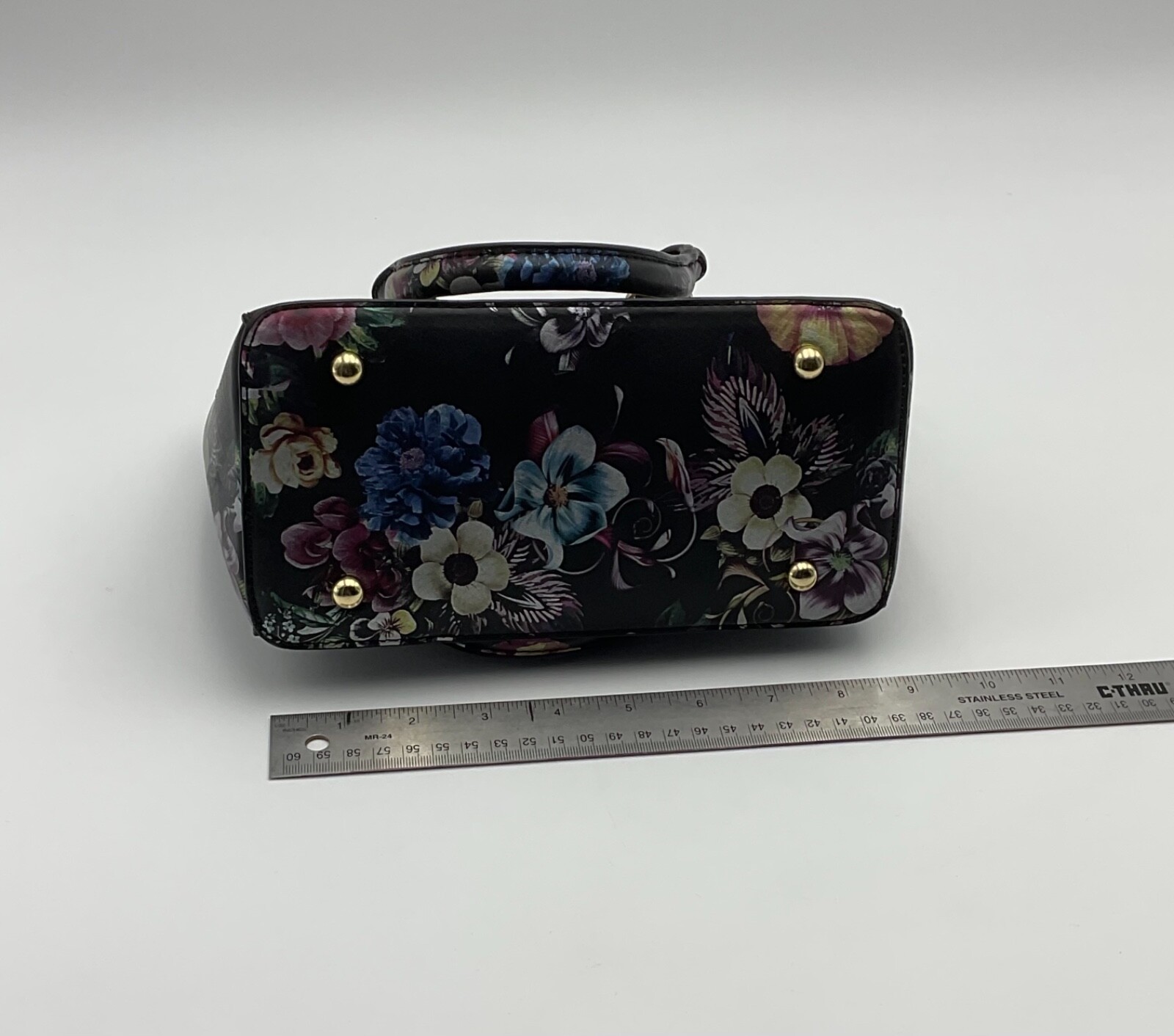 Asian Style Black / Floral Small Square Shoulder Bag Designer Handbag Crossbody