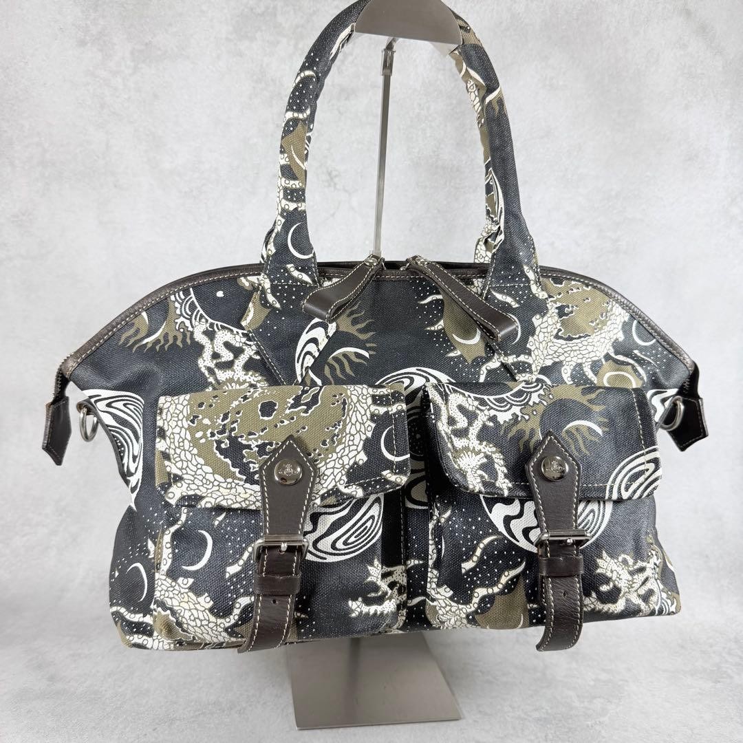 Vivienne Westwood PVC Canvas Tote Bag Navy Black Khaki White Shoulder Authentic