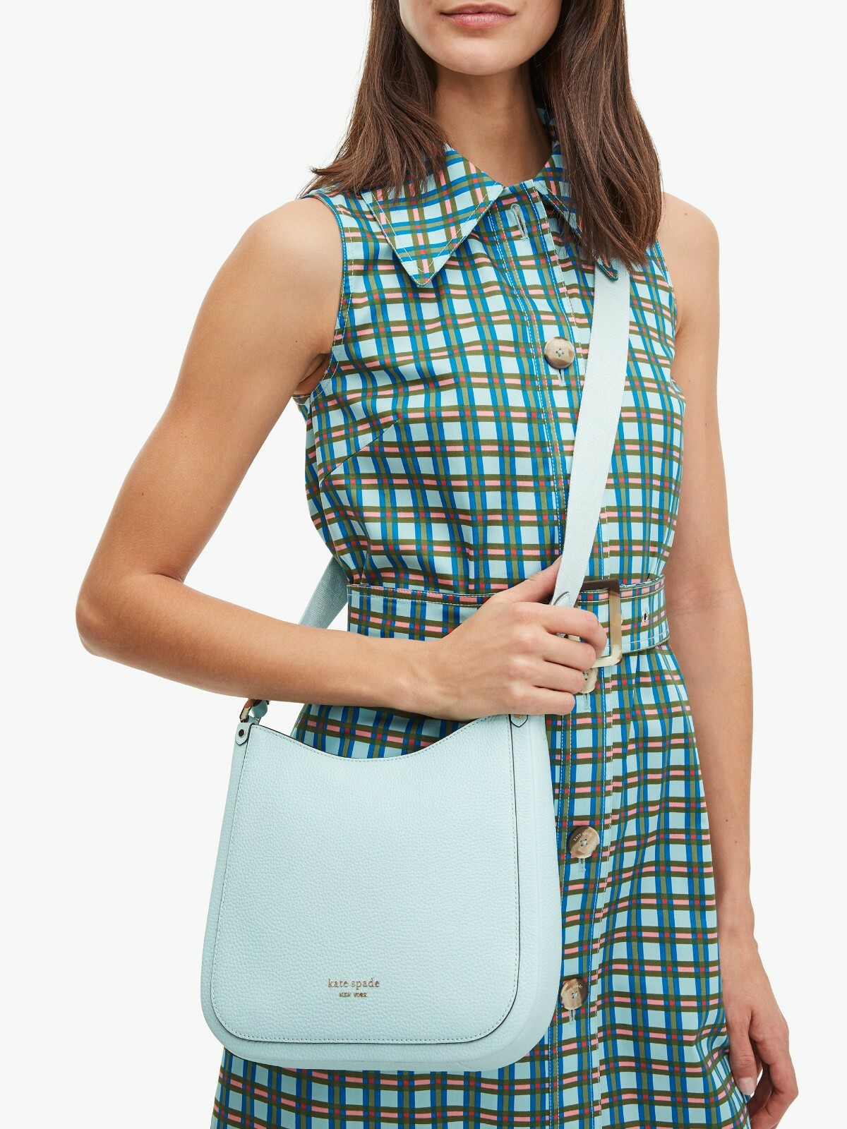 NWB Kate Spade Roulette Messenger Blue Leather Crossbody PXR00329 $228 Gift Bag