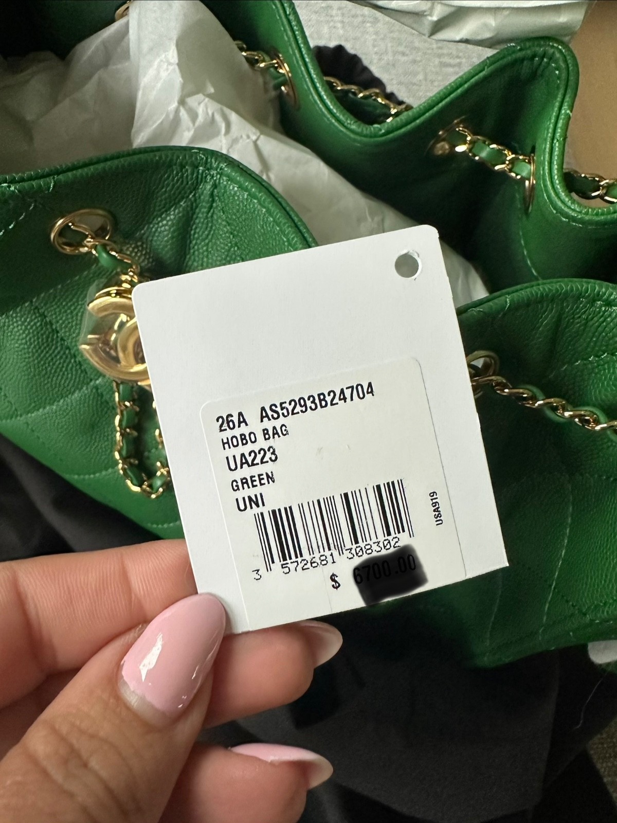 NIB Auth CHANEL 25 Small Hobo Bag Green Caviar Leather GHW 26A