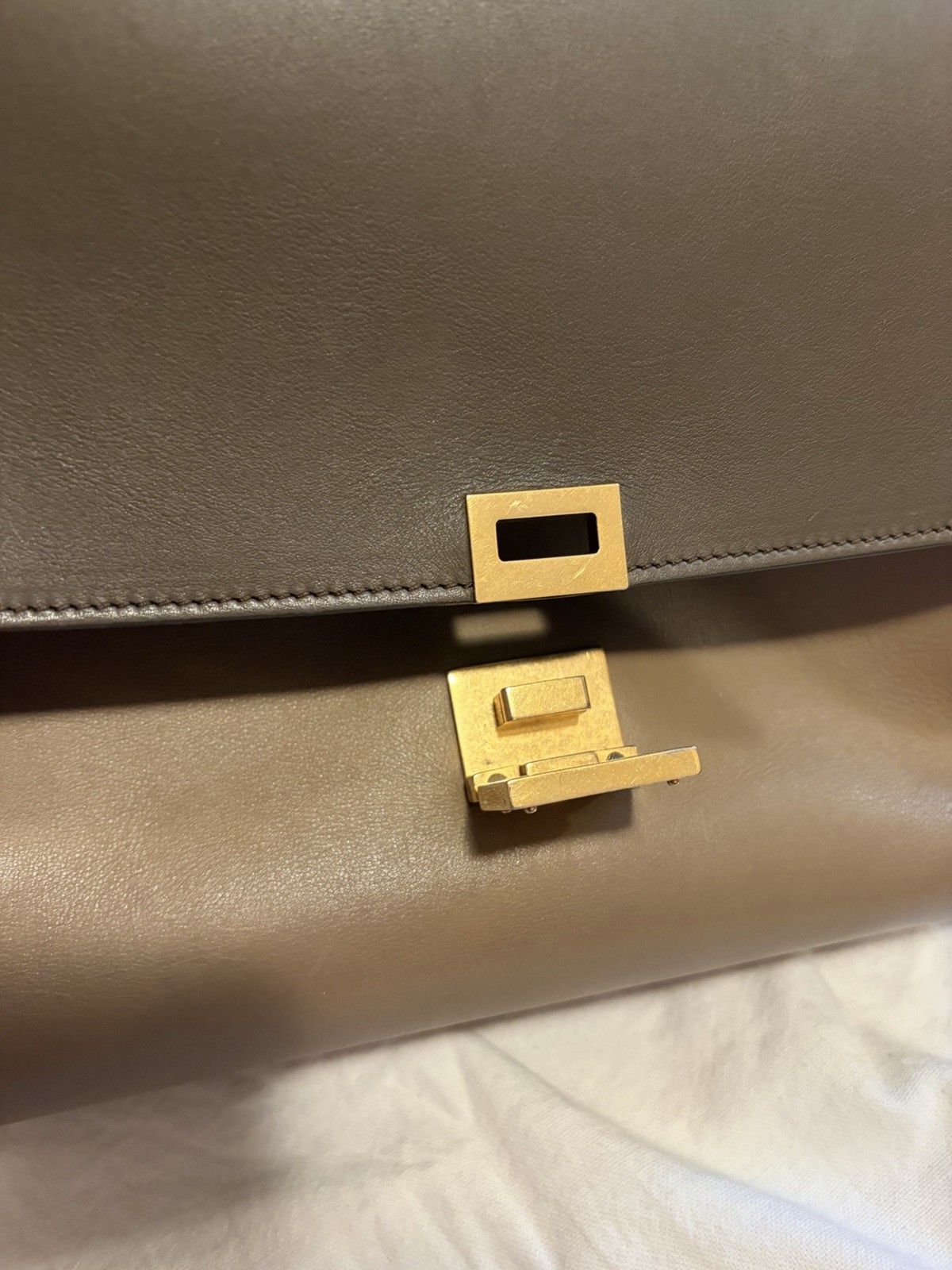 Celine Trapeze Bag Leather Canvas Brown