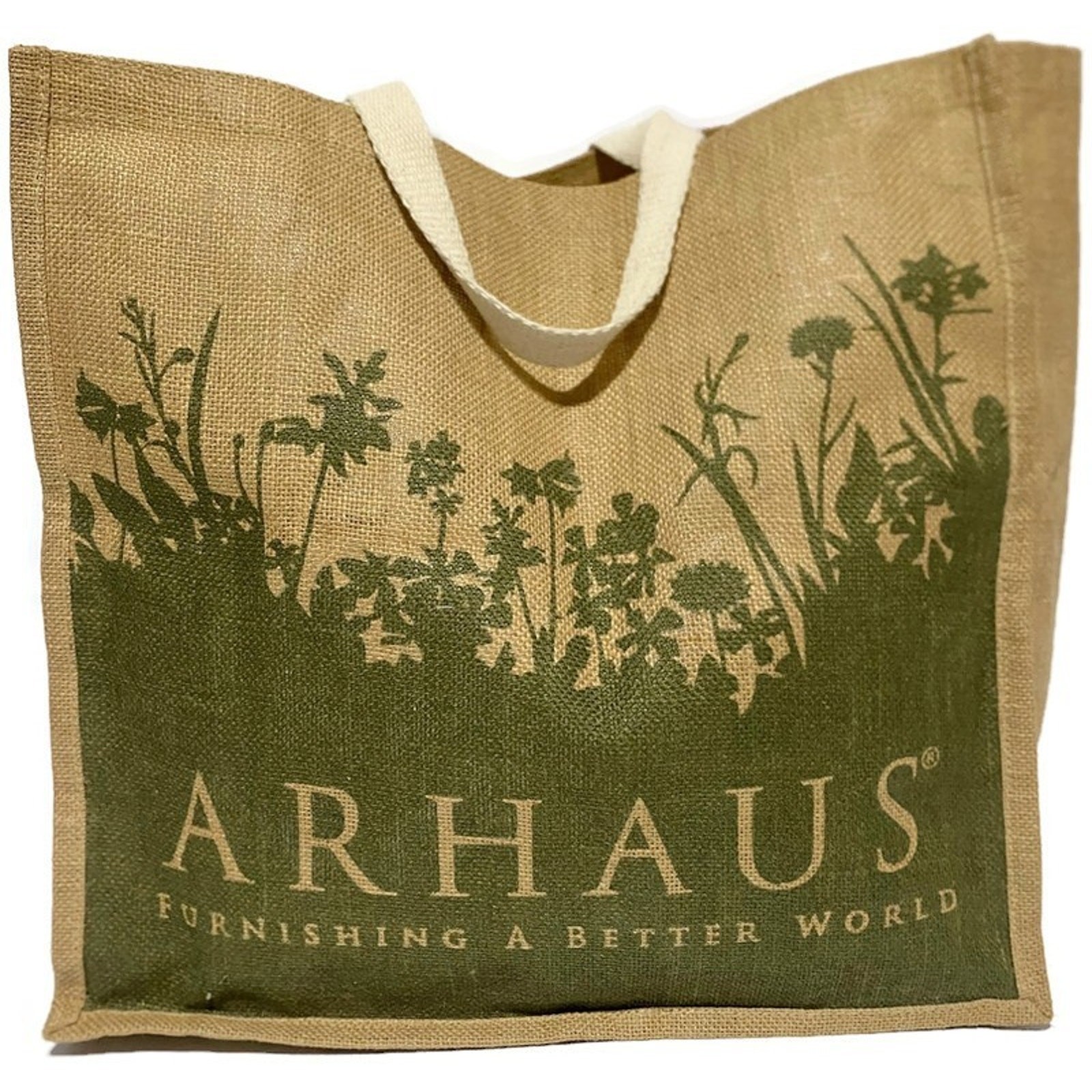 Aurhaus Large Jute Tote Bag Reusable Natural Brown Shopping Bag 17.5x18x9 Inches