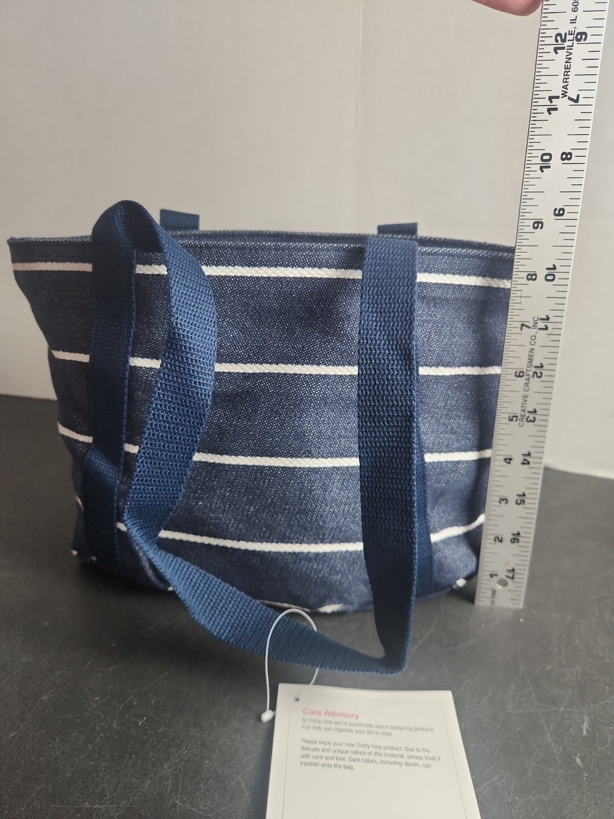 Thirty One Classic Day Bag in Navy Wide Stripe