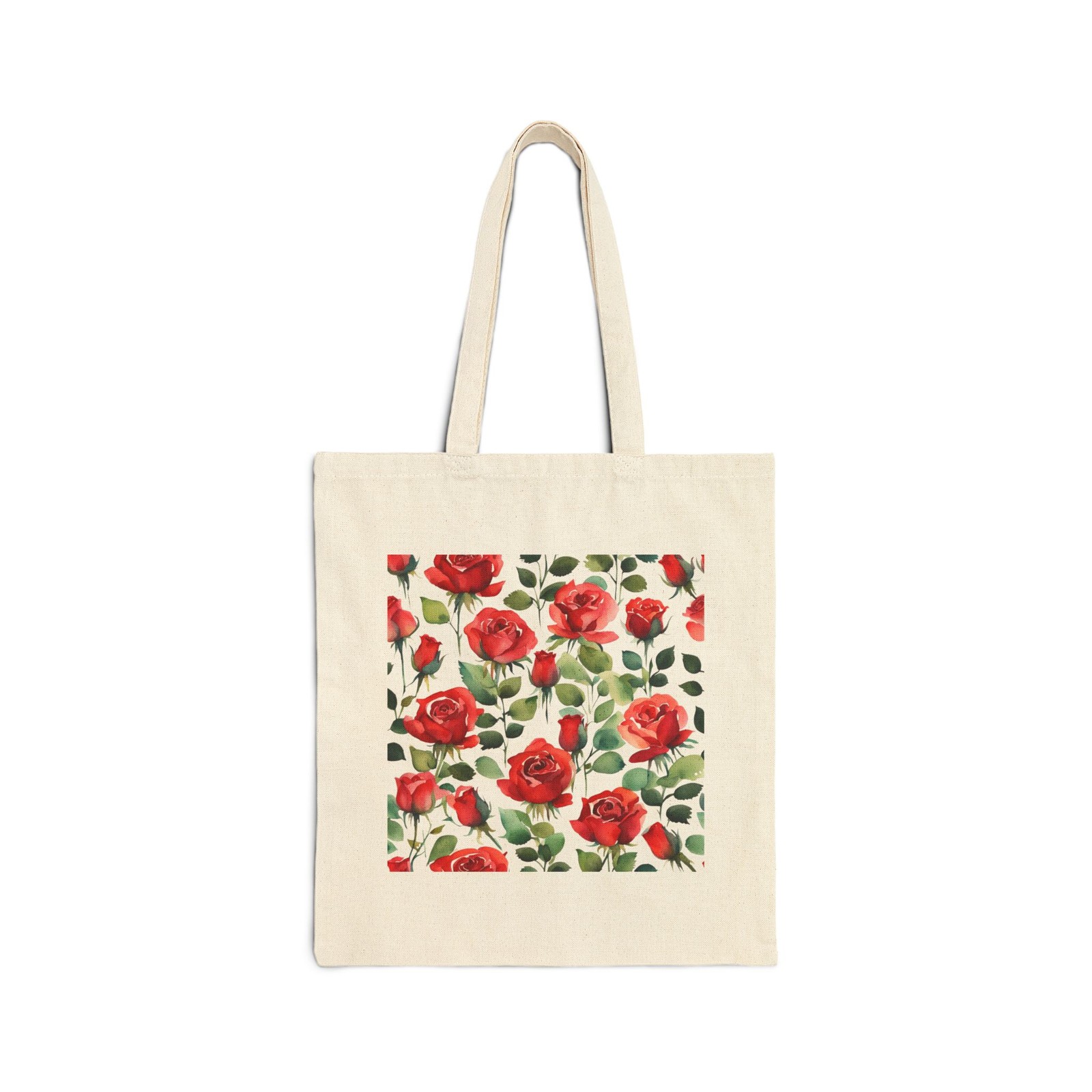 Roses Red Flowers Watercolor Pattern Cotton Tote Gift Shopping Bag