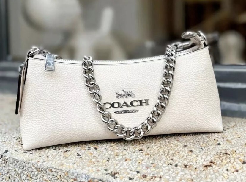 NWT COACH Charlotte Shoulder Bag Chalk Pebble Leather – CL407