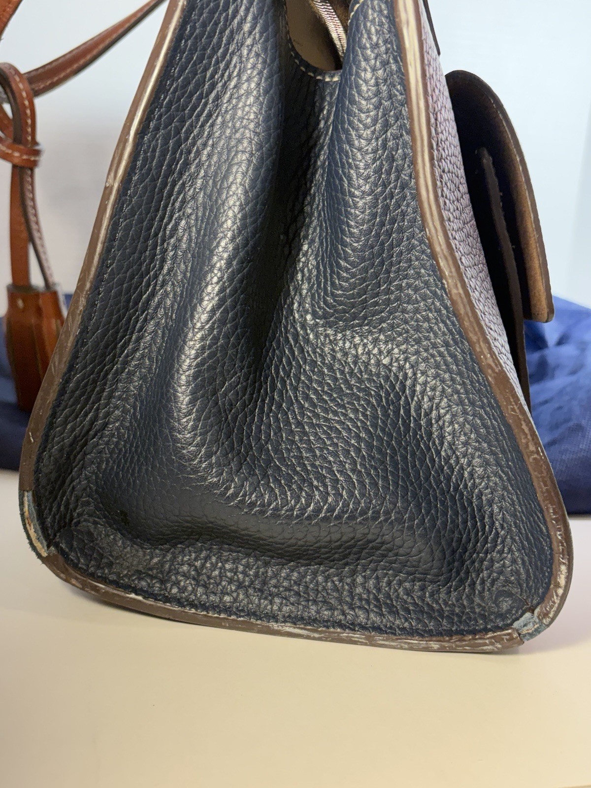 Dooney & Bourke Cambridge Zip Satchel Navy Blue Pebble Leather