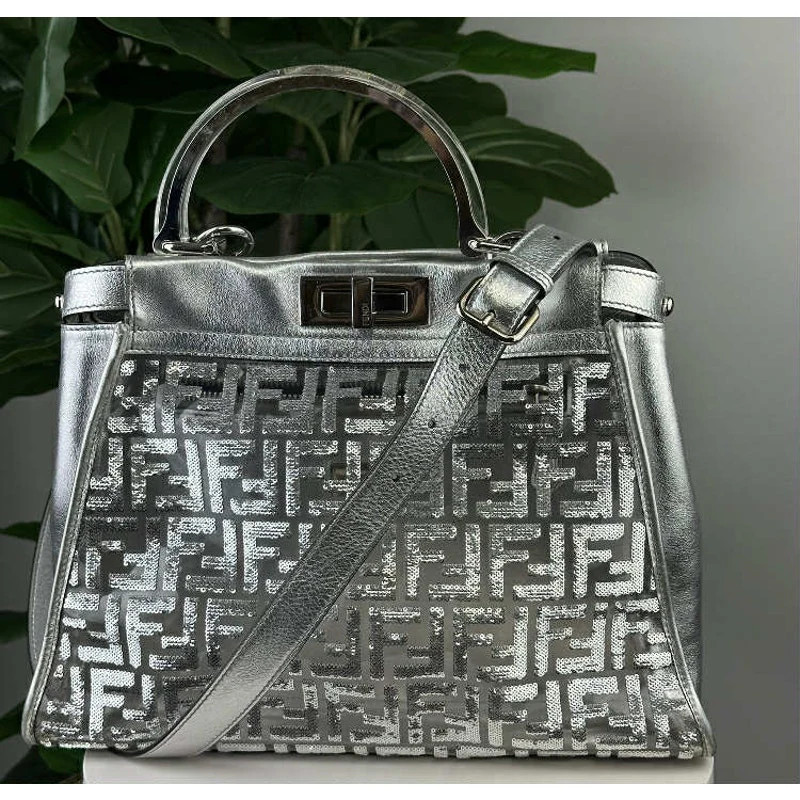 LIMITED EDITION Authentic Fendi Peekaboo Medium Satchel with Mirror Sequin