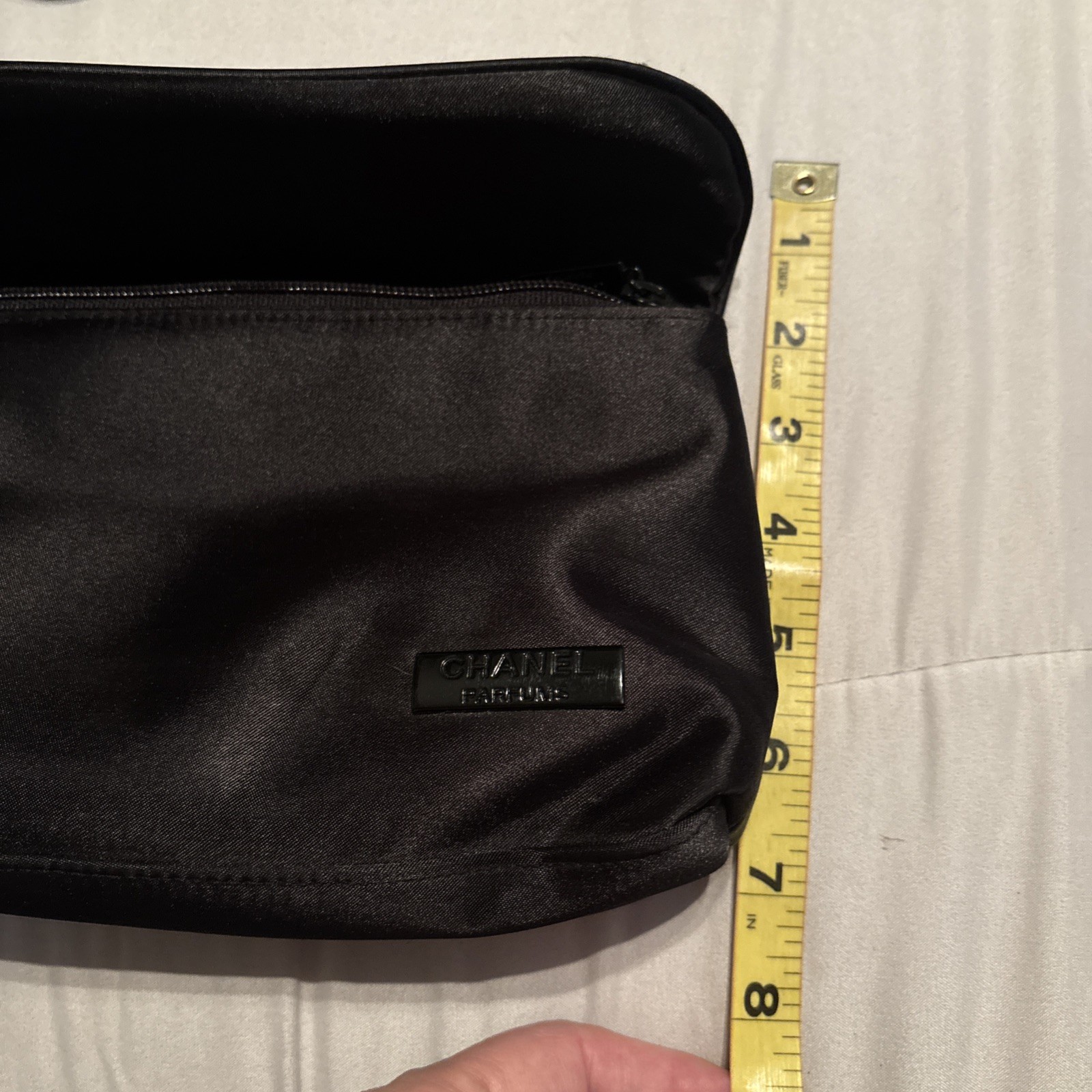CHANEL Parfums Black Satin Makeup Clutch New