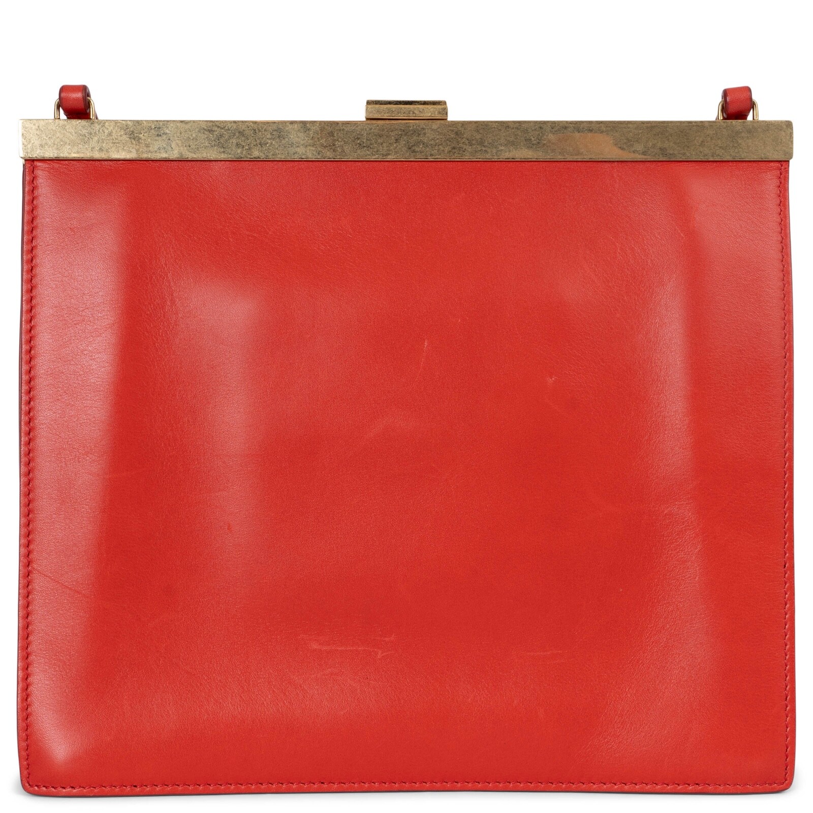 70571 auth CELINE red leather 2017 CLASP MINI Shoulder Bag